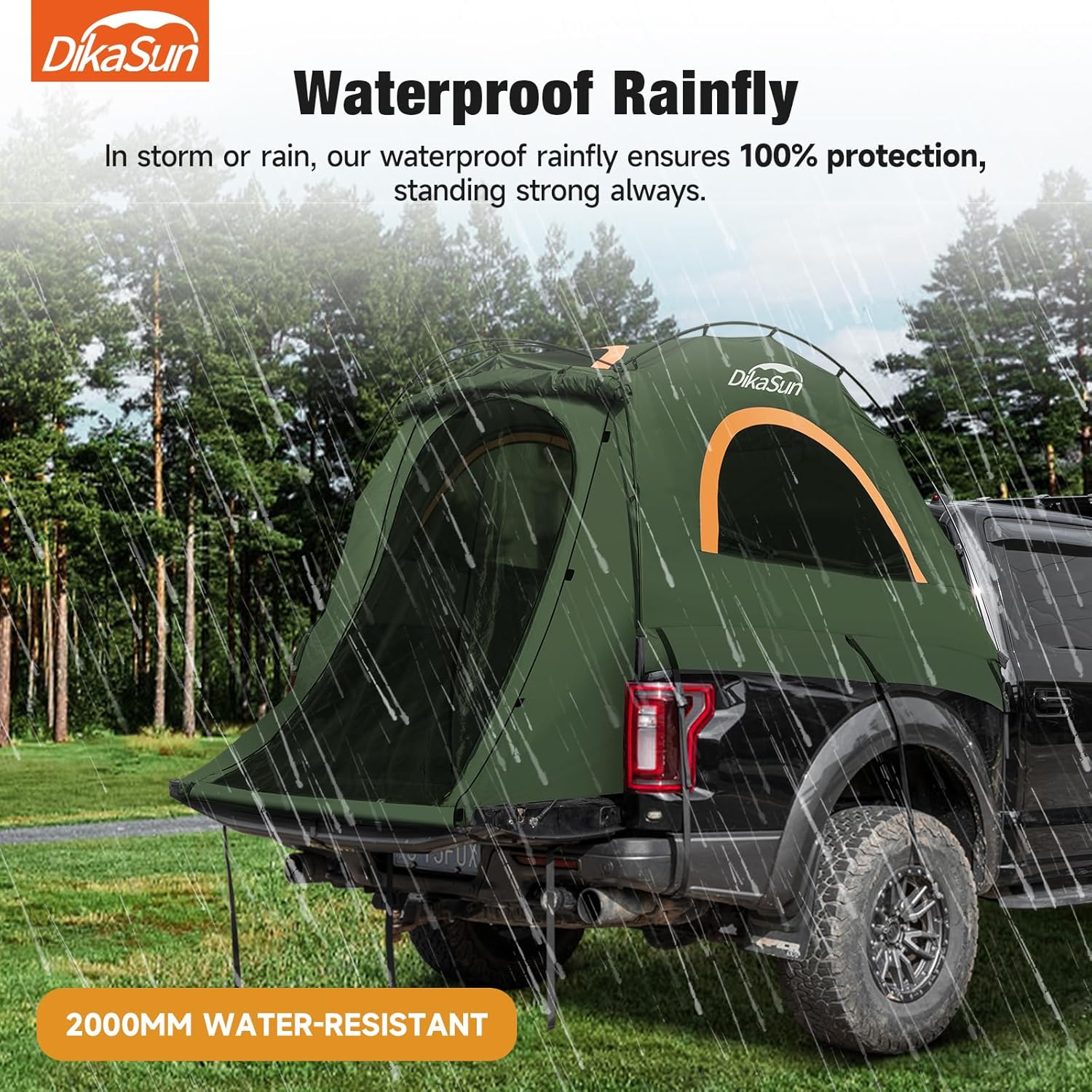 VEVOR Truck Bed Tent - Double Layer Waterproof, Fits 6.4-6.7ft Beds, For F150, Silverado, Ram & More