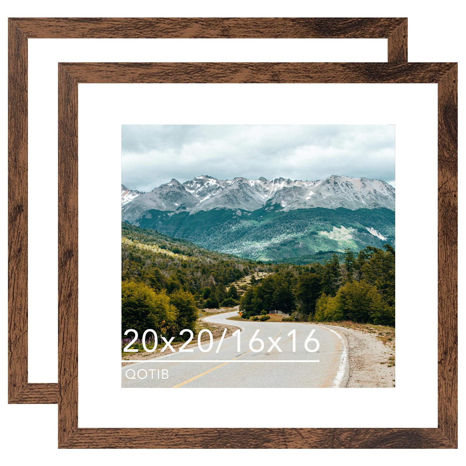 qotib wood 22x28 inch picture frame with 18x24 mat, display 18x24 with mat or 22x28 without mat, wood 22 by 28 photo frame, 22 x 28 frame for wall hanging display, deep brown