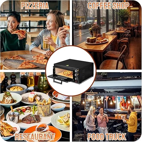 Miniatura 7 de ROVSUN Horno de pizza comercial de una sola capa, horno eléctrico de encimera con ventana visible y bandeja extraíble para migas, 110 V 1800 W,