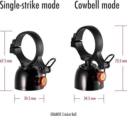 Miniatura 6 de Granite Campana de bicicleta de montaña Cricket con modo de golpe único y modo cencerro constante, campana de bicicleta para bicicleta de montaña,