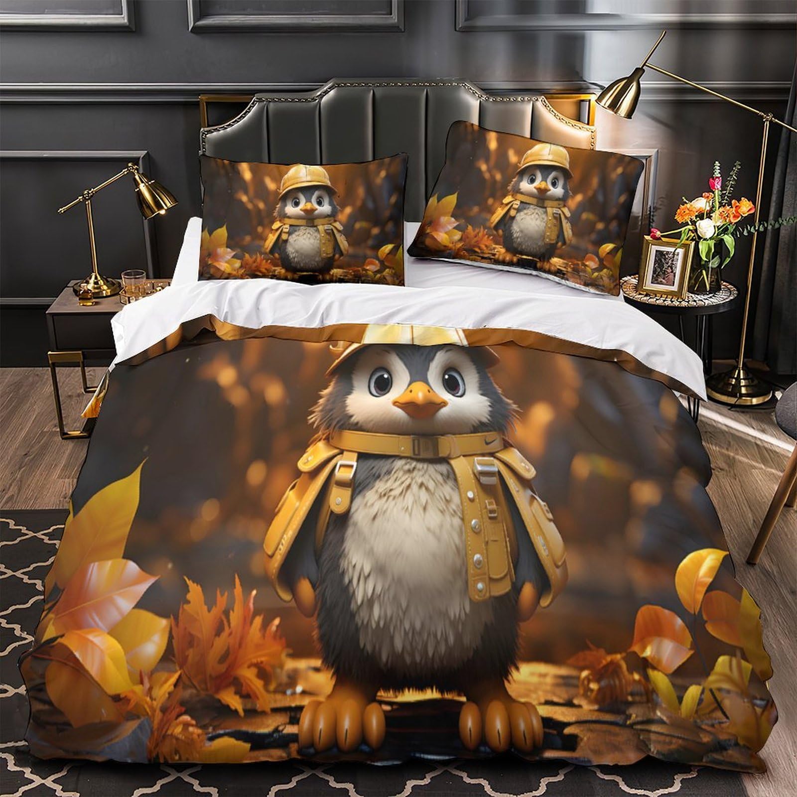 Housse de couette panda 3D anti-acarien et douce pour lit king ado