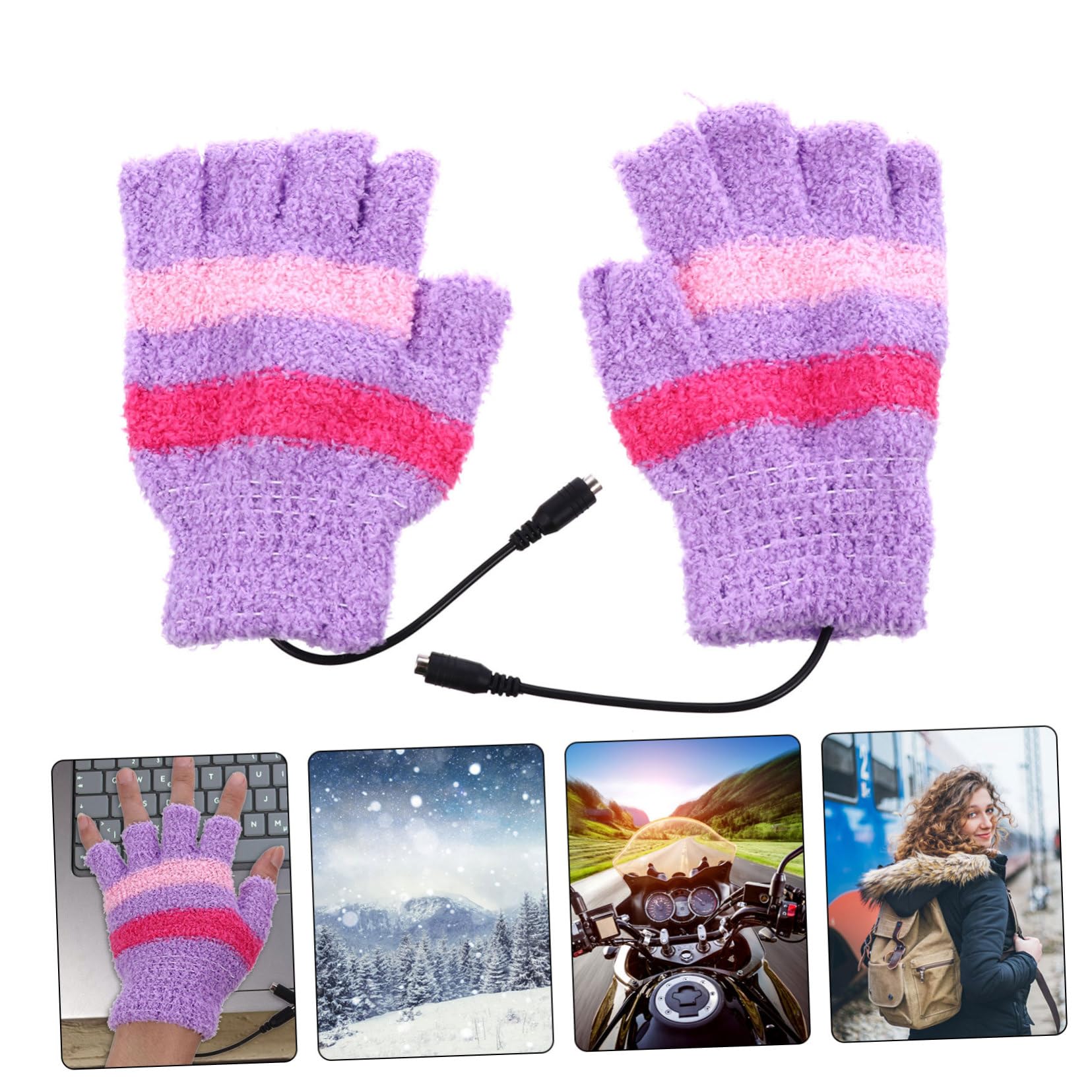 BESPORTBLE 1Pair Heated Fingerless Gloves for Winter Warm Woolen Mittens for Indoor Use Home Office Gaming and Outdoor Activities Unisex Durable Flexible Design