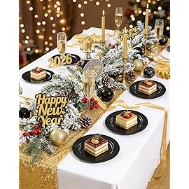 bUCLA 100 Pieces Black Plastic Plates - 6.25 inch Disposable Dessert/Salad/Appetizer/Small Cake Plates for Party, Graduation & New Year