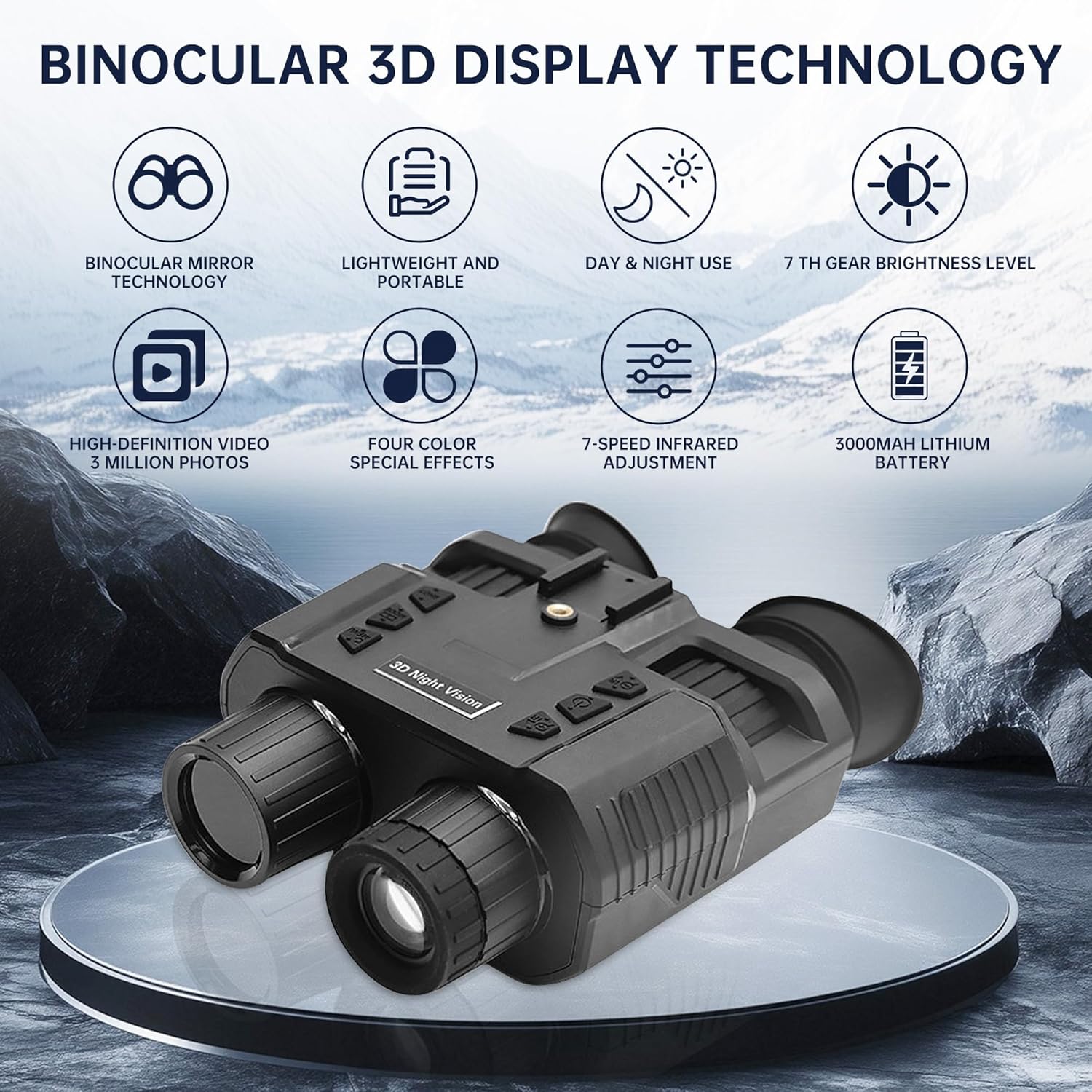 Night Vision Goggles，Qpingan 4K HD Infrared Tactical Night Vision Binoculars for Adults with Head Mounted Dual 1.4" Screen 8X Digital Zoom 3000mAh Battery 32G Card for Hunting Essentials Gifts for Men