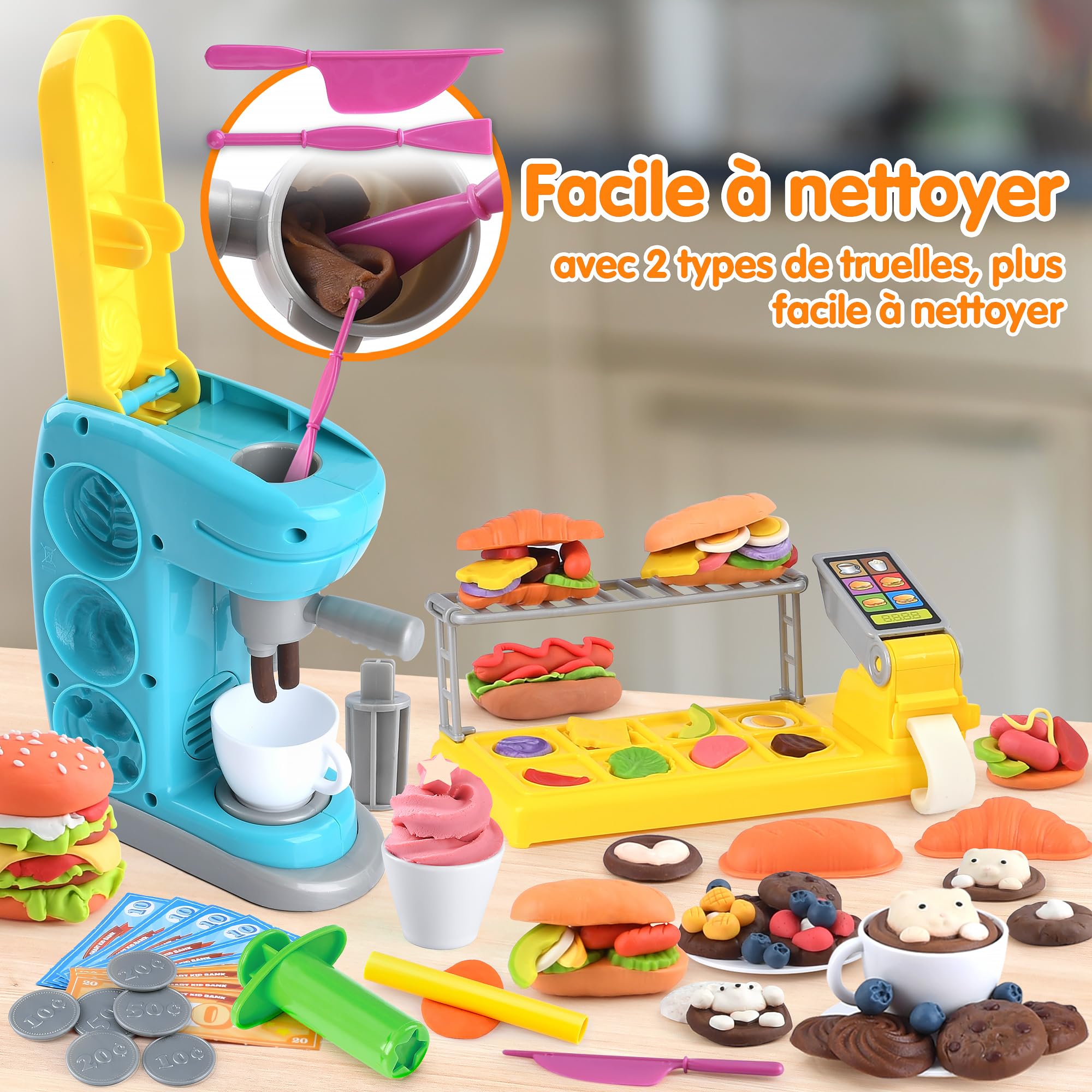 Ulikey Set De Pâte à Modeler 55 Pièces – 12 Pots De Couleurs, Machines à Glace, Pâtes Et Burger – Dès 3 Ans