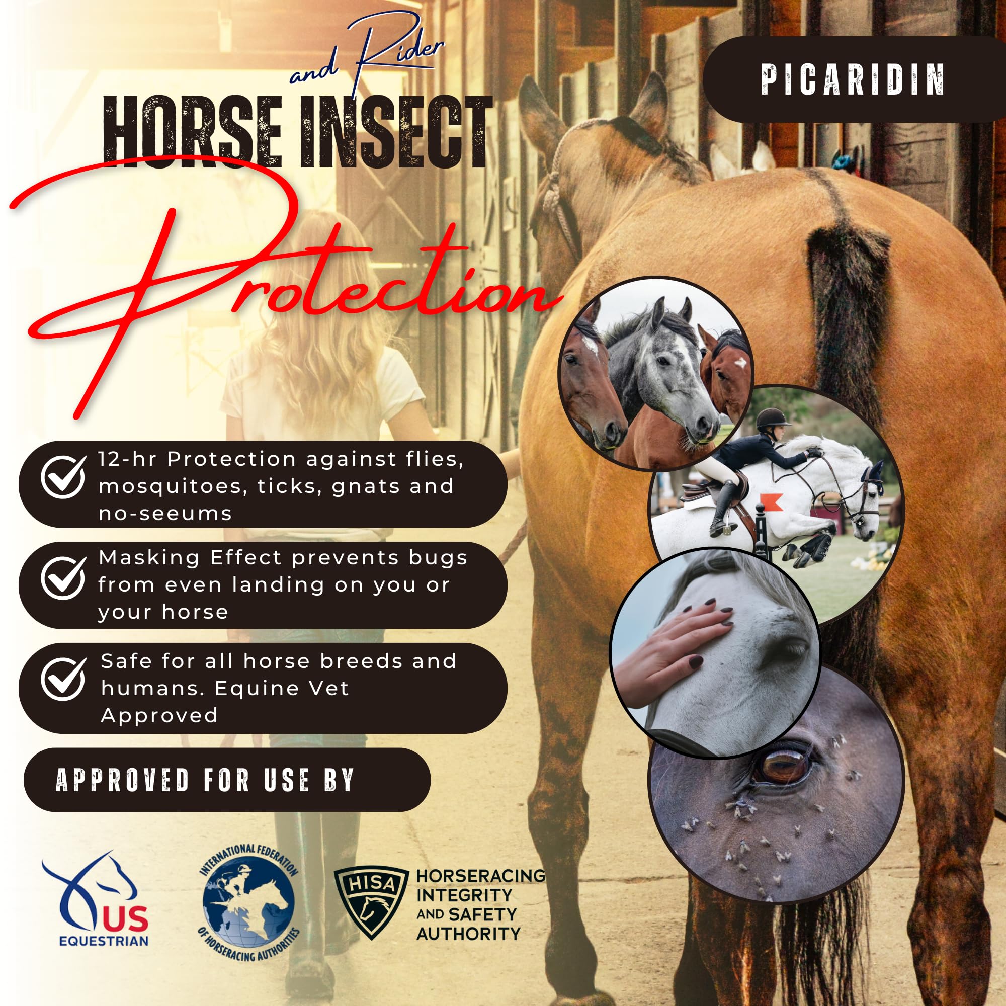 Horse & Rider Fly Insect Repellent Starter Pack – Picaridin 10oz Continuous Spray 32oz Refill 80ct Face Ear Wipes – 12 Hour Protection for Horses Riders Mosquitoes Gnats Ticks - image 3