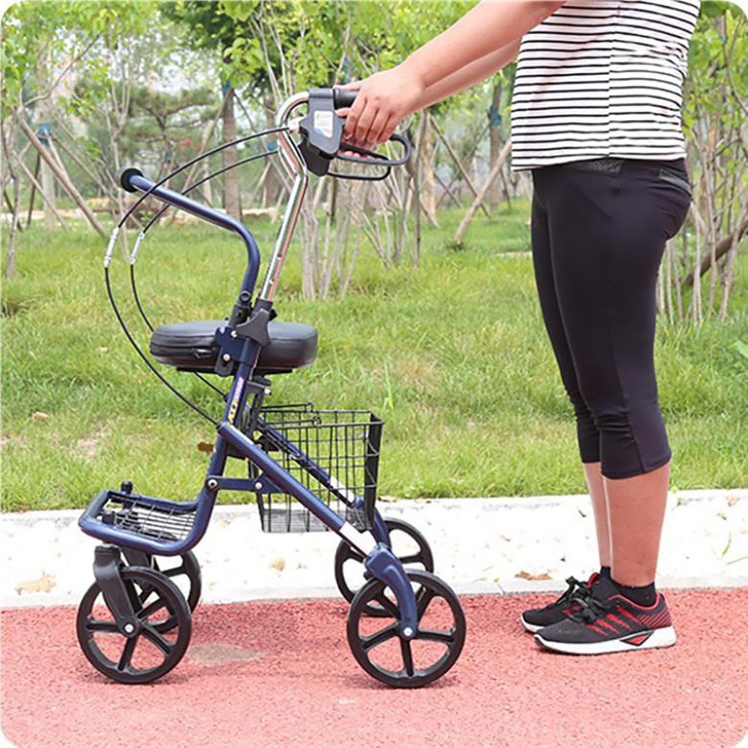 Silla portátil de movilidad – Carrito de viaje plegable para ancianos y personas mayores con asiento (ligero y ahorra espacio)