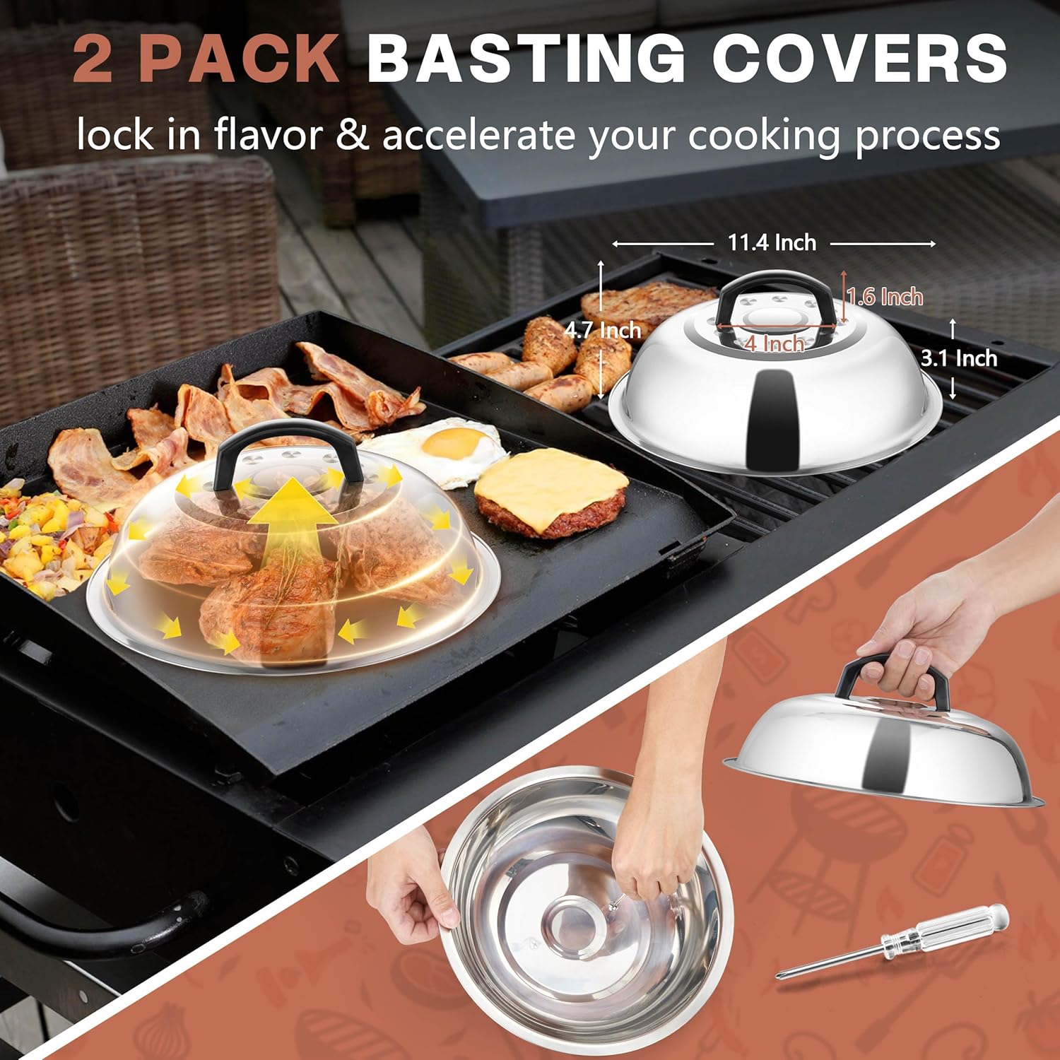 Griddle Accessories Kit, HaSteeL 20Pcs Flat Top Grill Accessories for Camping, Professional Griddle Spatula Grill Tools Set with Melting Dome for Teppanyaki BBQ Outdoor, Perfect Grilling Gifts