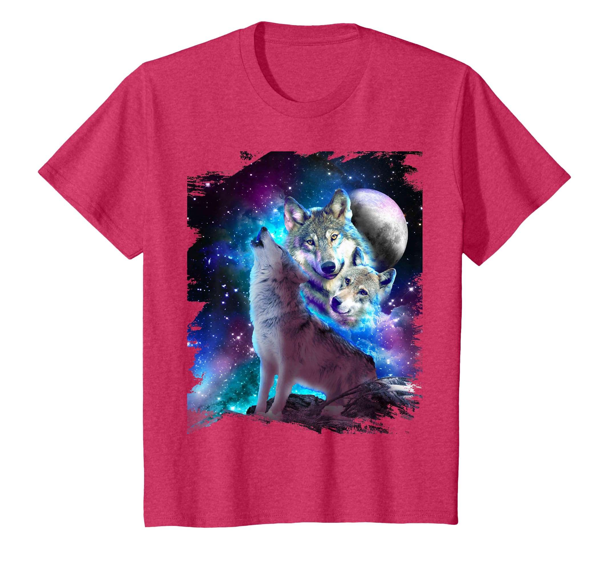 Cosmic Space Wolf Wolves Family Howling At Moon T-Shirt