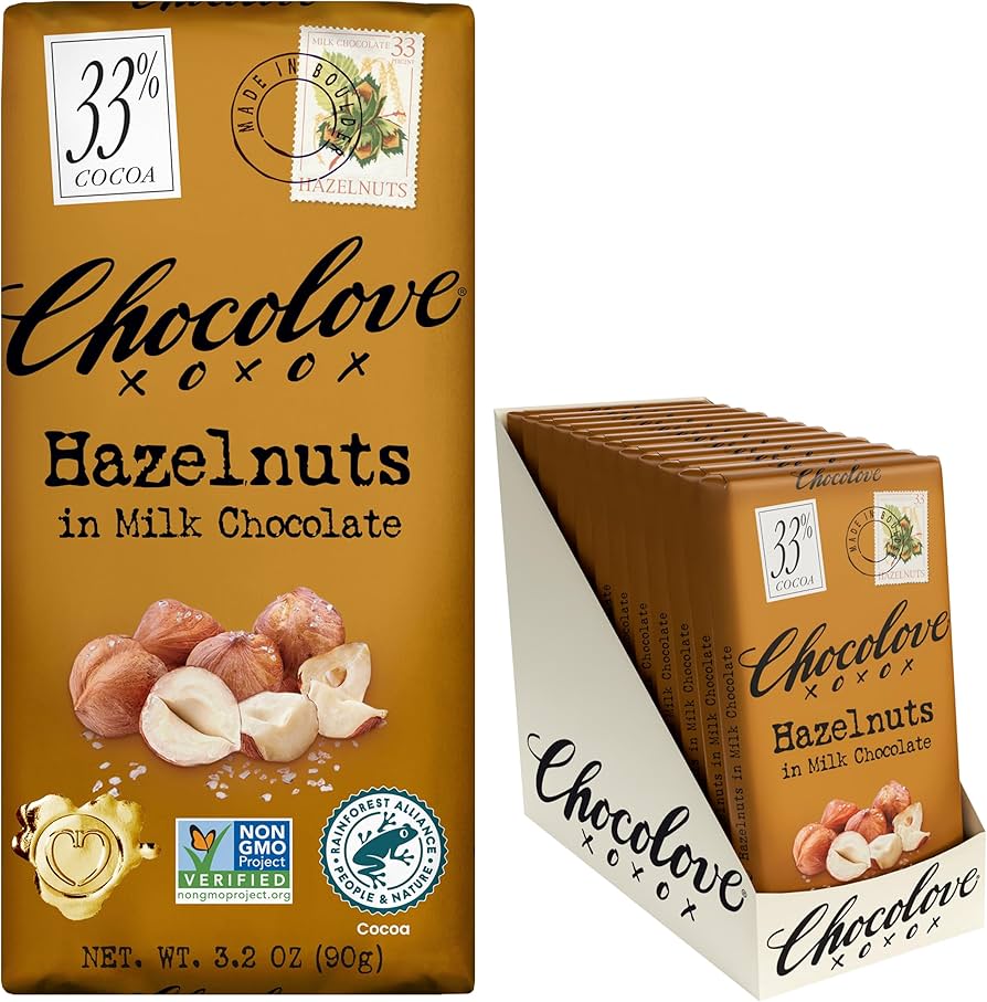 Amazon.com : Chocolove Hazelnut Milk Chocolate Bars | 33% Cocoa