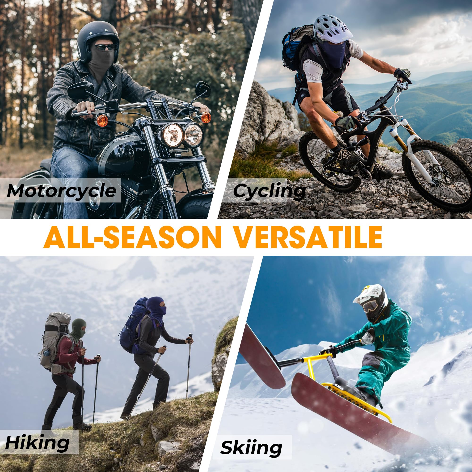 WTACTFUL Super Breathable - 1 Pack 2 Pack Motorcycle Face Mask for Riding Racing Cycling Ski Snowboard — view 8