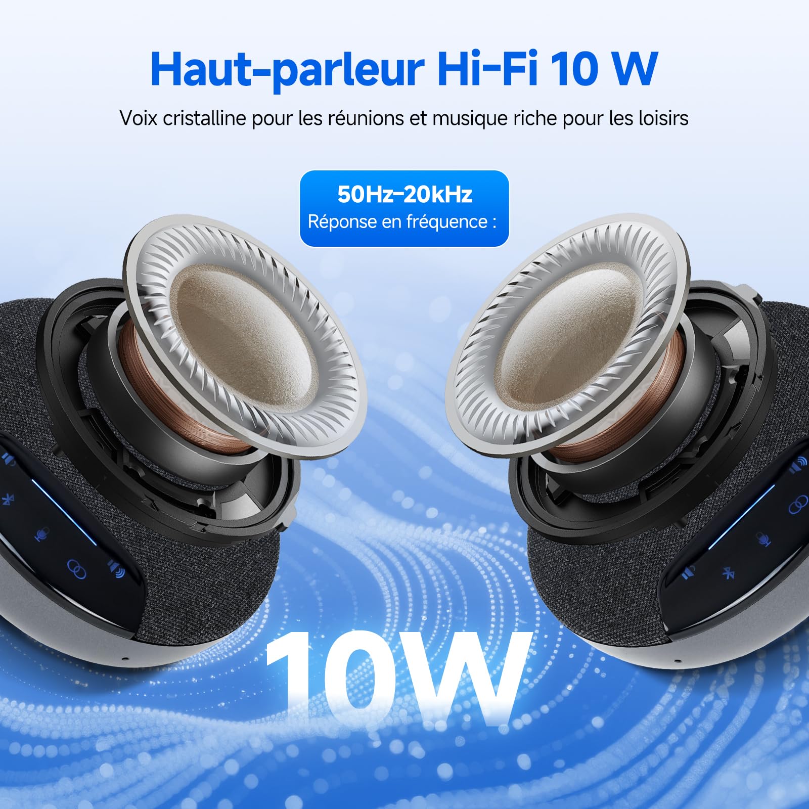 SVBONY O1 Micro de Conférence(2 Pack) pour 10-20 Personnes | Réduction Bruit 3A+IA 8 Micros, 10m, Capture 360°, Liaison Stabilisée UHF, avec Type-C&Dongle pour Grande salle de conférence