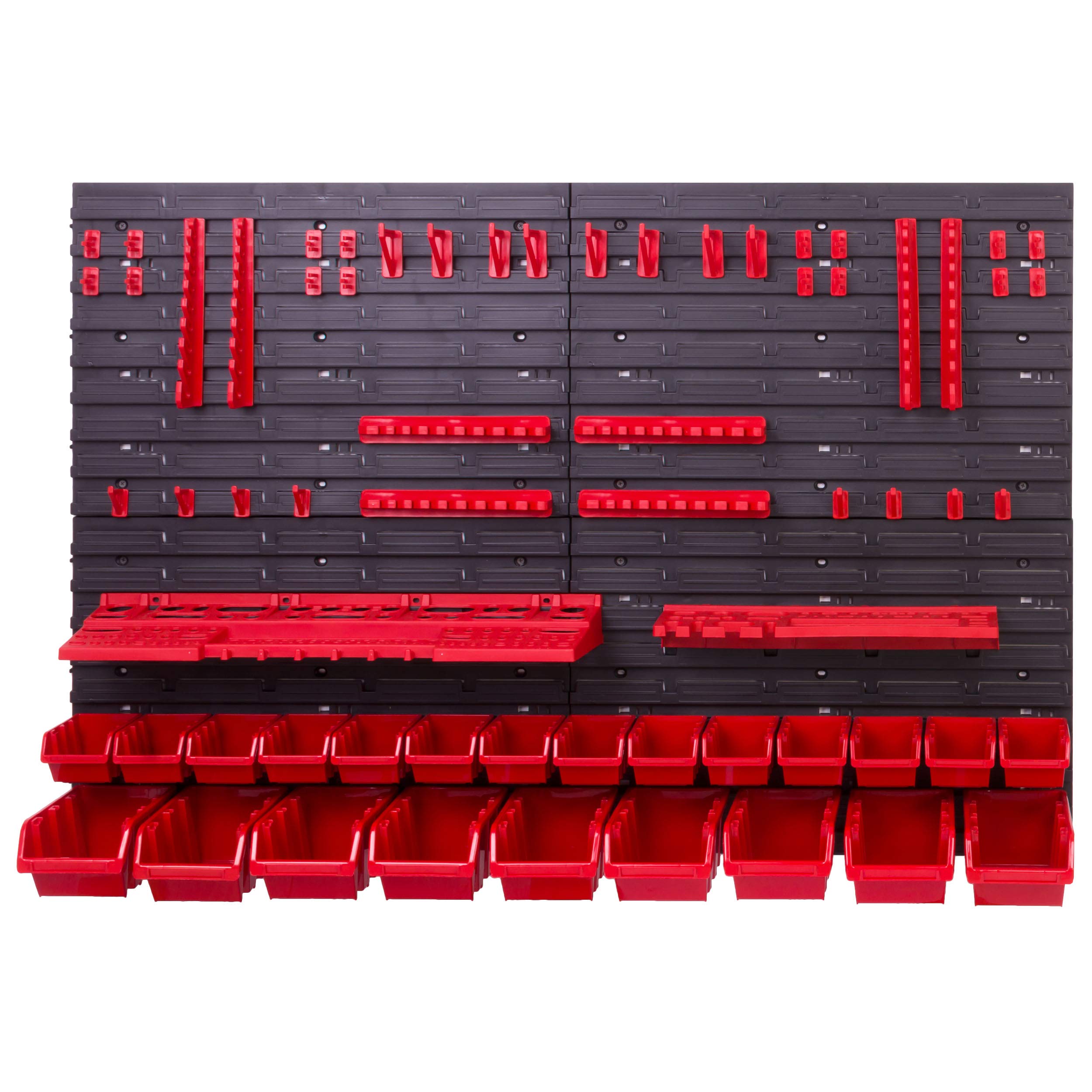 botle System przechowywania ściennego 115 x 78 cm Uchwyty narzędziowe 23 pudełka do układania w stosy do przechowywania eksponatów Bardzo mocne panele ścienne rozszerzalne półki, półki warsztatowe