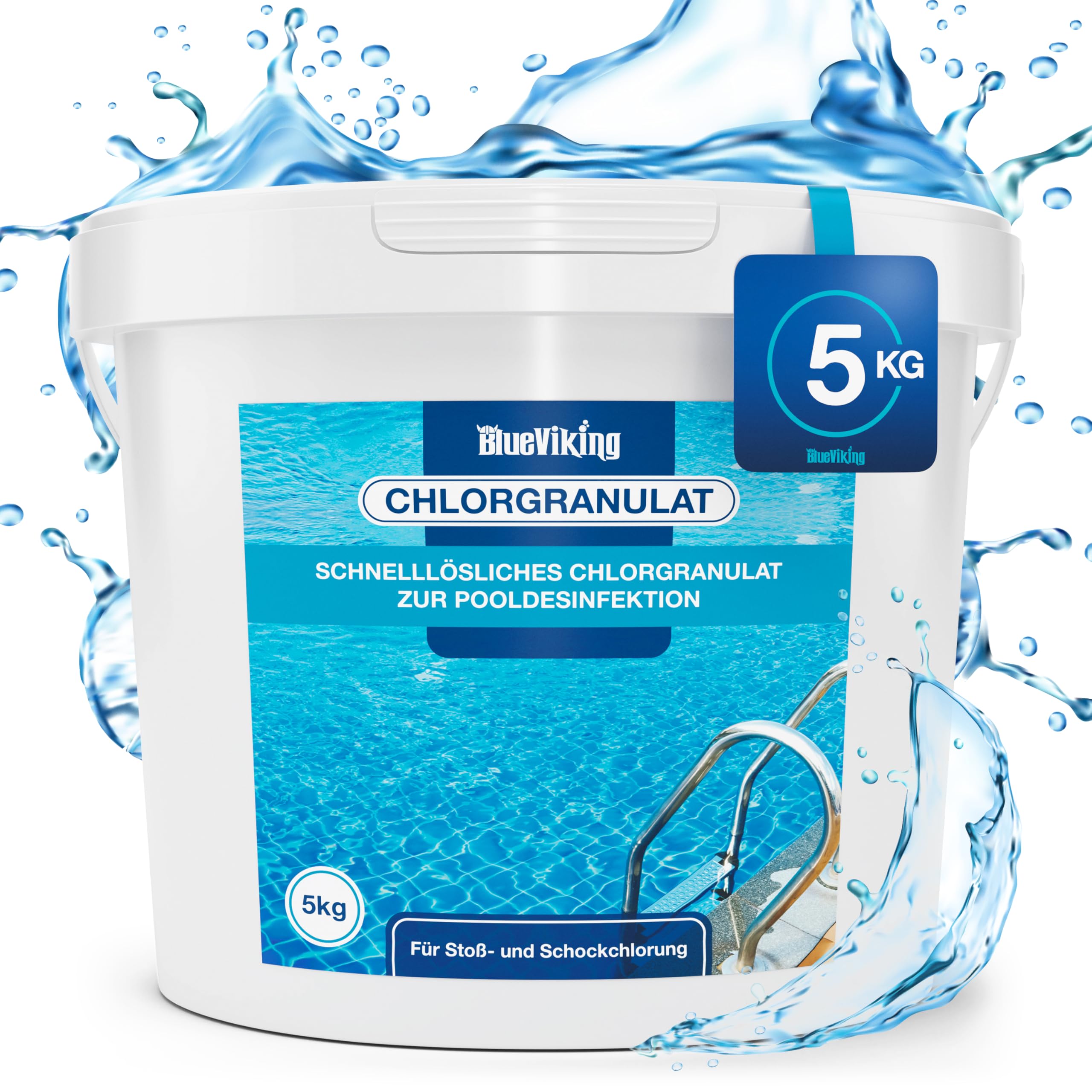Chlorgranulat für Pool 5 kg – Schockchlorung & Erstanwendung, schnelllöslich, 55% Aktivchlor, pH-neutral, kalkfrei