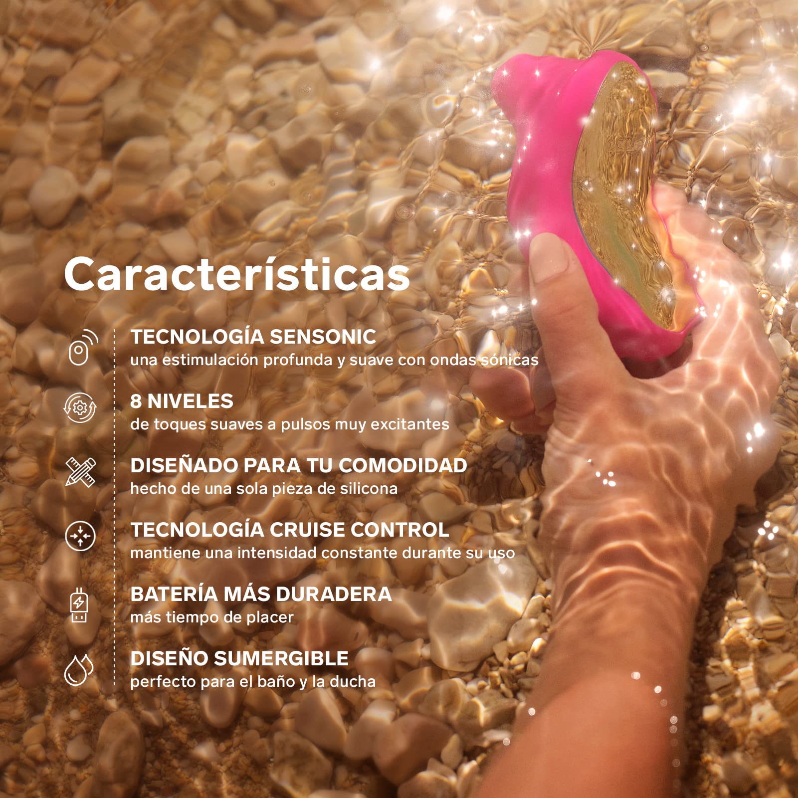 LELO SONA Cruise, Succionador Femenino, Un Juguete Sexual Sumergible y Recargable que Emite Pulsos Sónicos en la Parte Externa e Interna del Clítoris, Pink