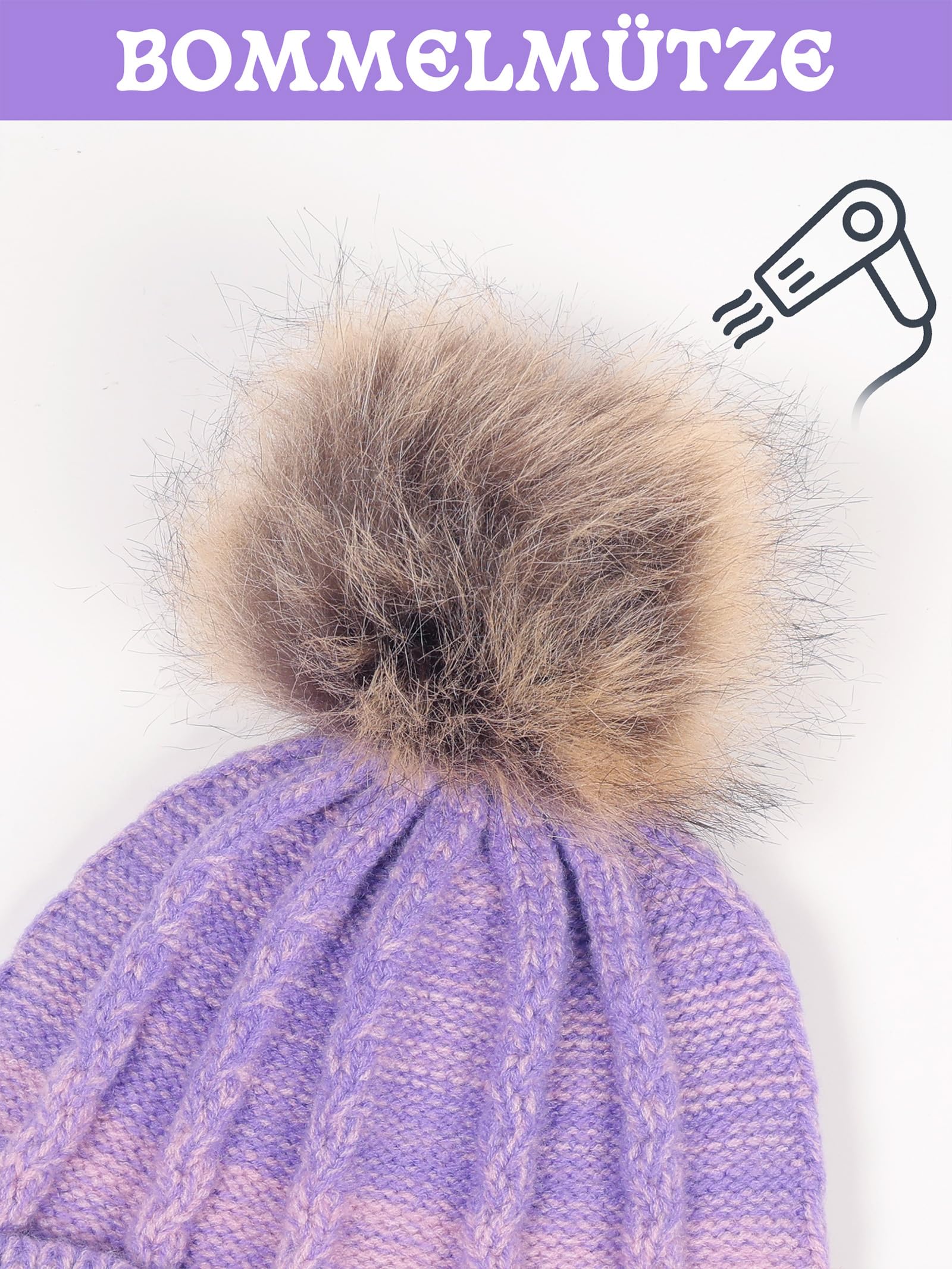 NATUST Mütze Schal Handschuhe Set Damen Winter Dickes Strickset
