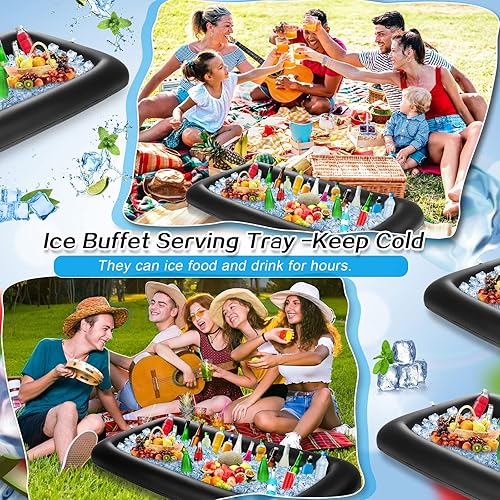 Miniatura 4 de Leitee 3 unidades de barra de servirbandeja de servir para bufé de hielo, enfriador de bebidas con tapón de drenaje, enfriador inflable para