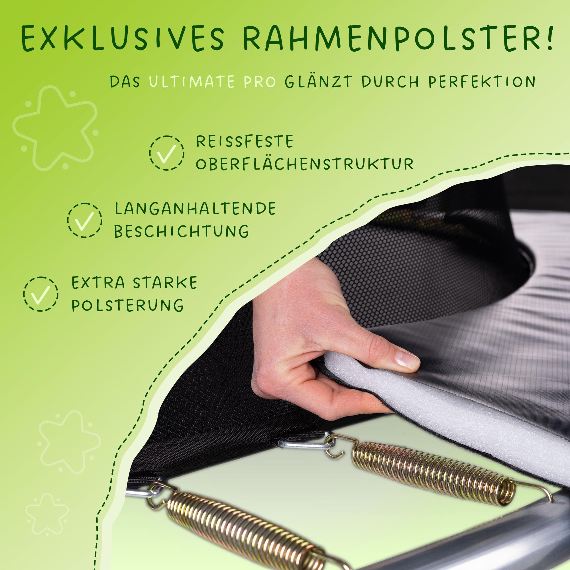 KINETIC SPORTS Trampolin Outdoor 'Ultimate Pro' Ø 244/305/366/427 cm – Kindertrampolin mit Leiter, Fieberglas-Netz, Gartentrampolin im Kürbis-Design, bis zu 160 kg, Schwarz