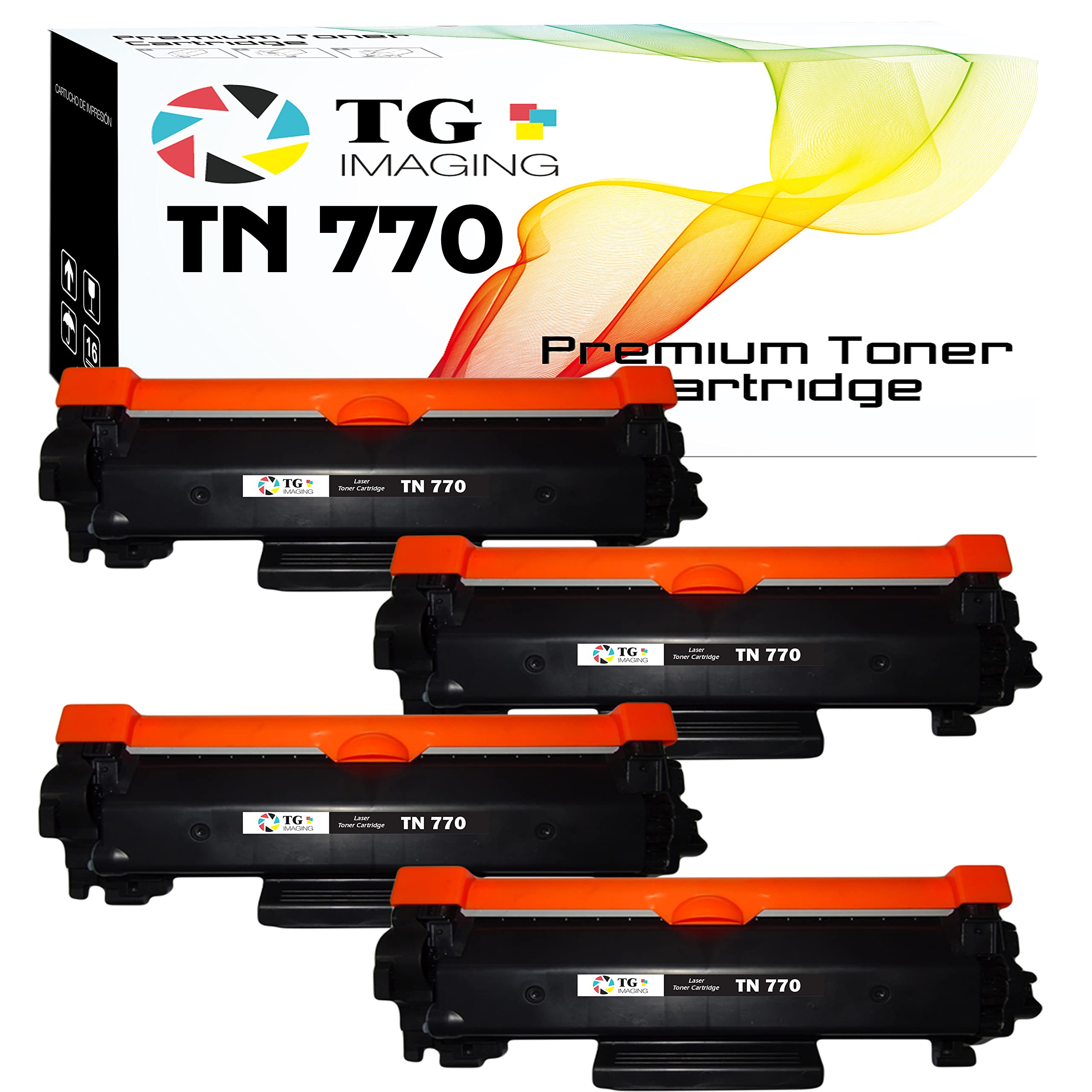 TG Imaging (4 Pack, 770) Super High Yield Compatible with Brother TN770 TN-770 Toner Cartridge for HL-L2370DWXL MFC-L2750DW MFC-L2750DW Printers
