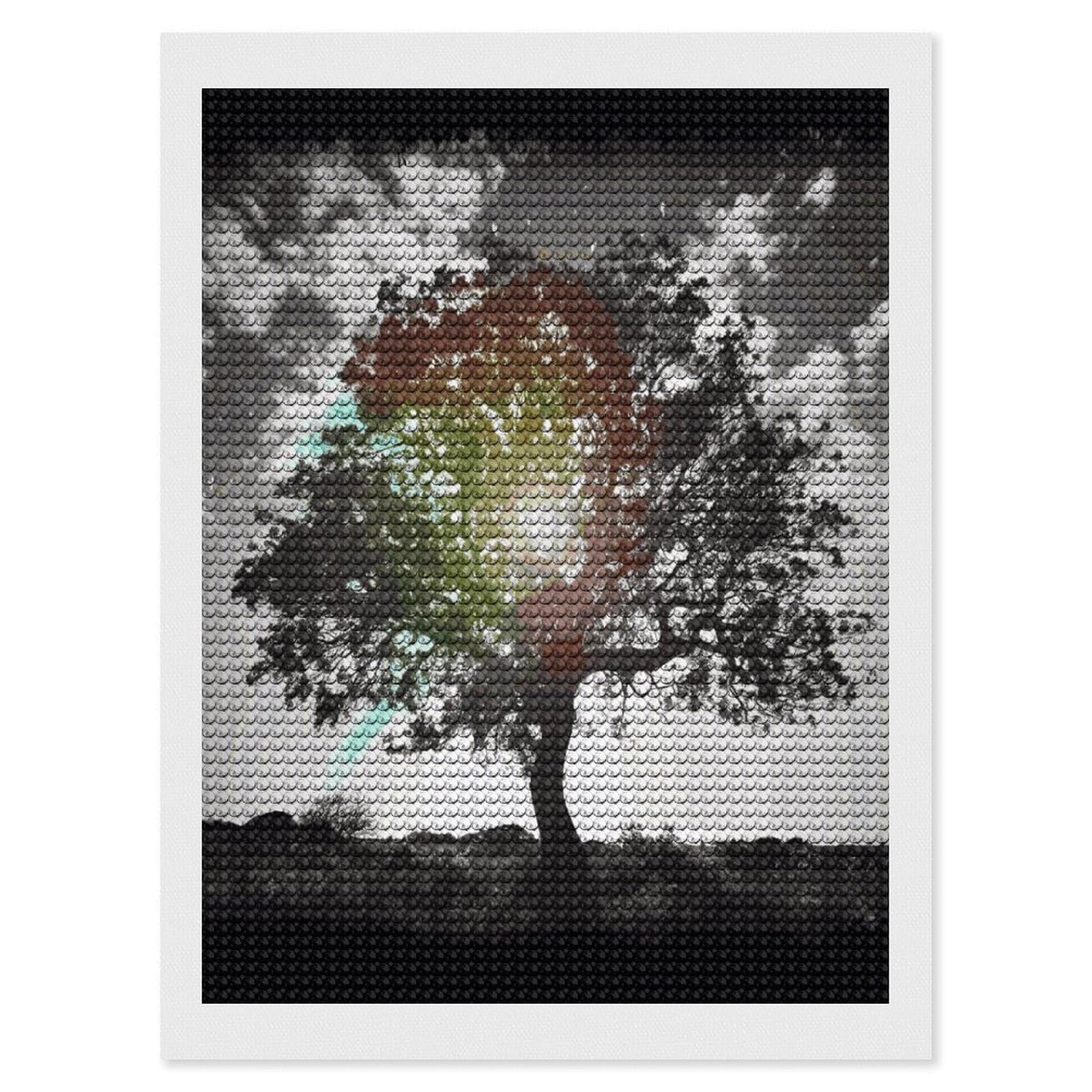 FekiLoot Tree Art Diamond Art Kits for Adults Diamond Painting Kits for Beginners DIY Diamond Art Kits Round Full Drill Diamond Dot Gem Painting for Home Wall Decor Gift 12"x16"