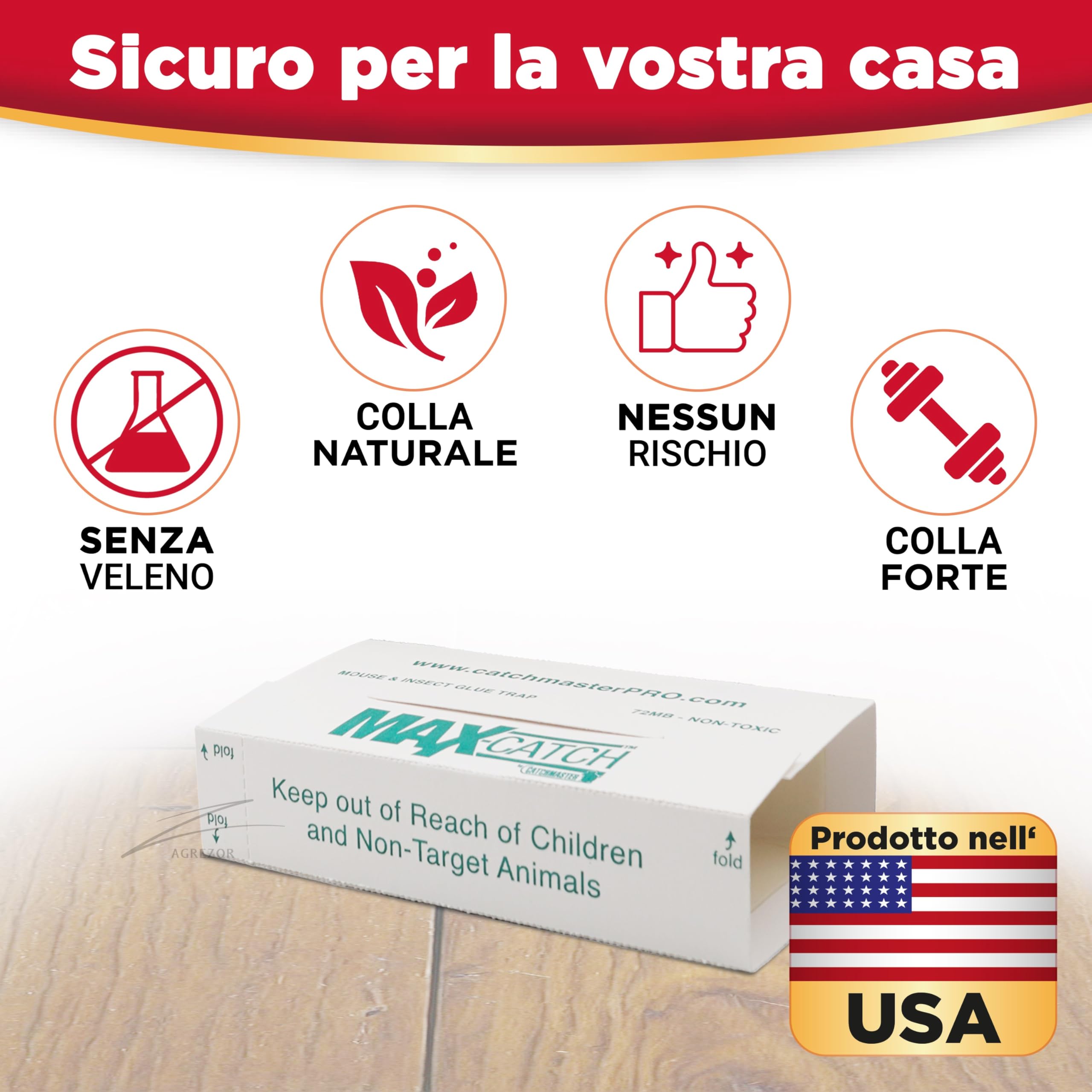 Catchmaster 72MAX Trappola per Roditori Grandi | 72 Piaste Adesive con Esca Integrata | Efficace Soluzione per Uso Interno | Colla Potente di Alta Qualità per Topi e Ratti