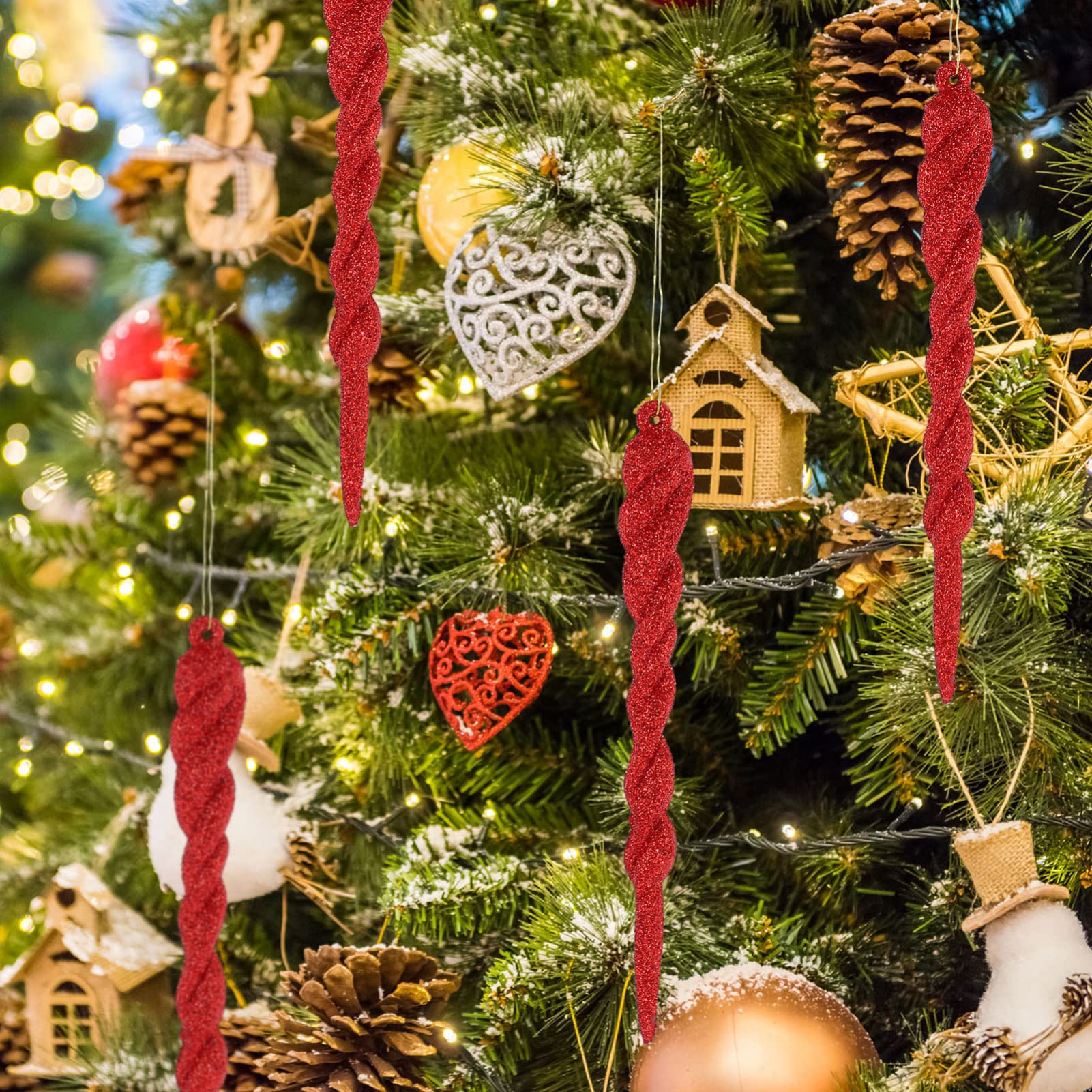 Lot De 2 Stalactites à Suspendre (H14 Cm) Glace Transparent Doré