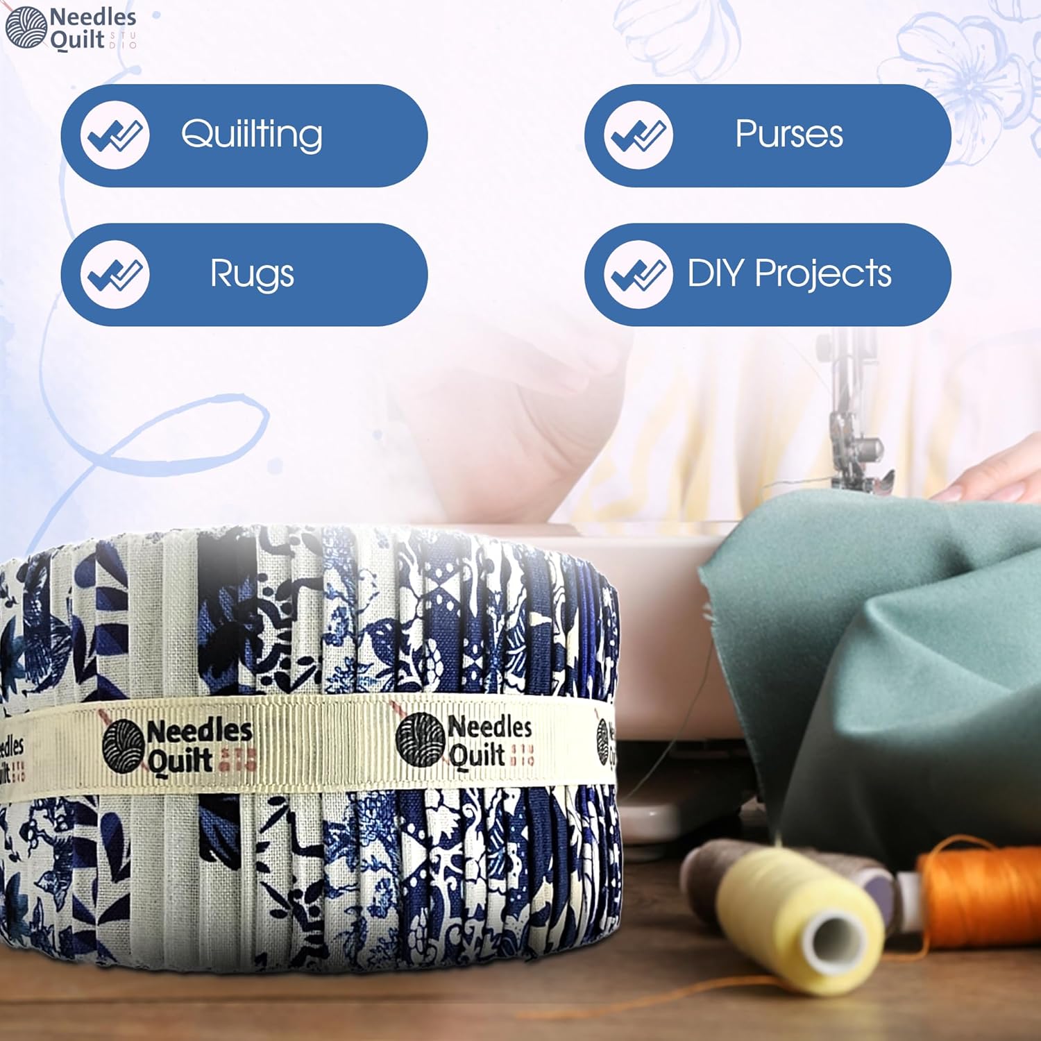 Jelly Roll Fabrics for Quilting Clearance 40 Strip 2.5" x 44" | Cotton Strips Bundles – Perfect Quilting Fabric for Sewing, Precut Quilt Projects, and DIY Crafts (Fine China)