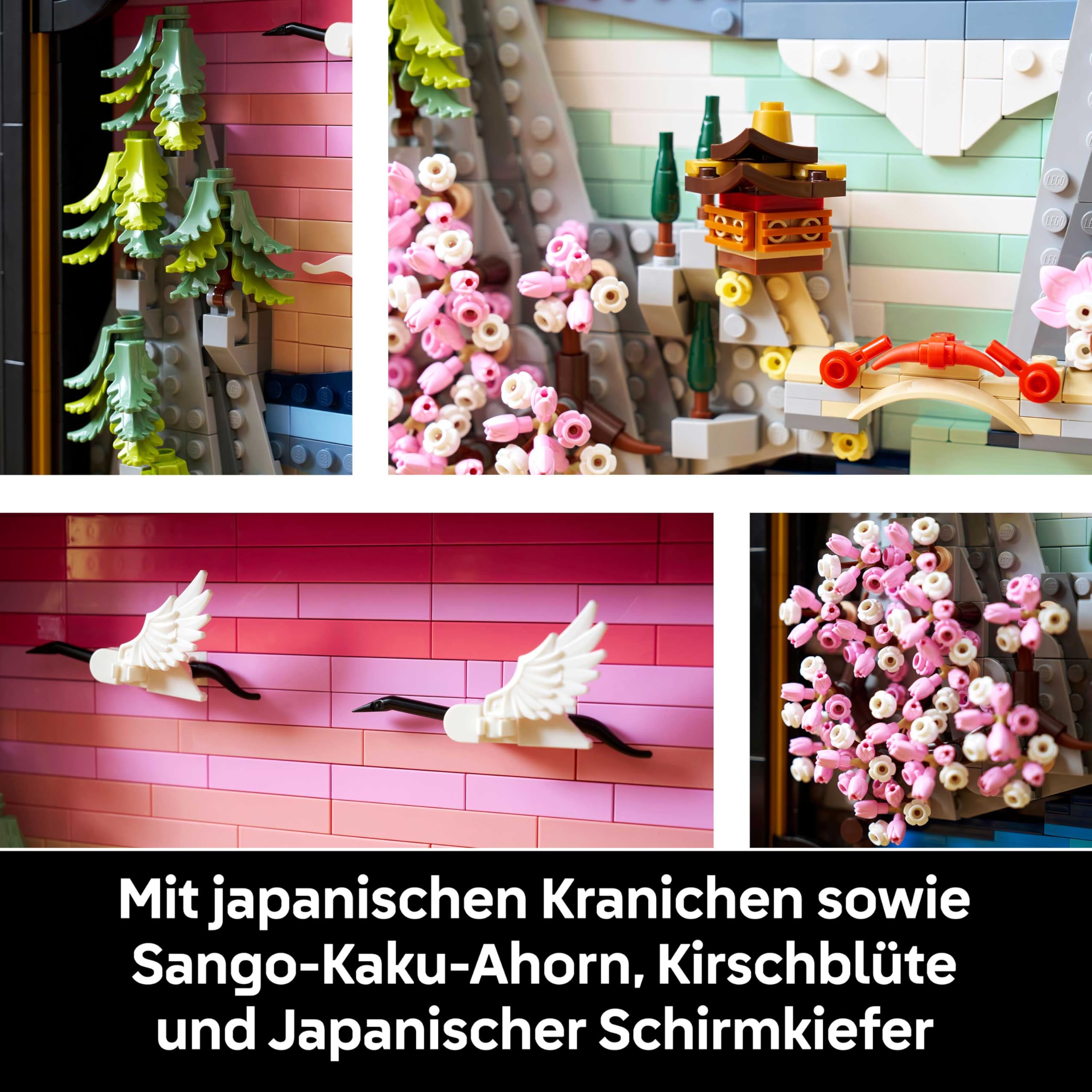 LEGO Art Japanische Kirschblütenlandschaft - DIY Set - Bauset für Erwachsene - 3D Wandkunst im Rahmen mit dem Fuji-Berg, Sakura (Kirschblüten) und Wasserfall - Geschenk für Männer und Frauen - 31218