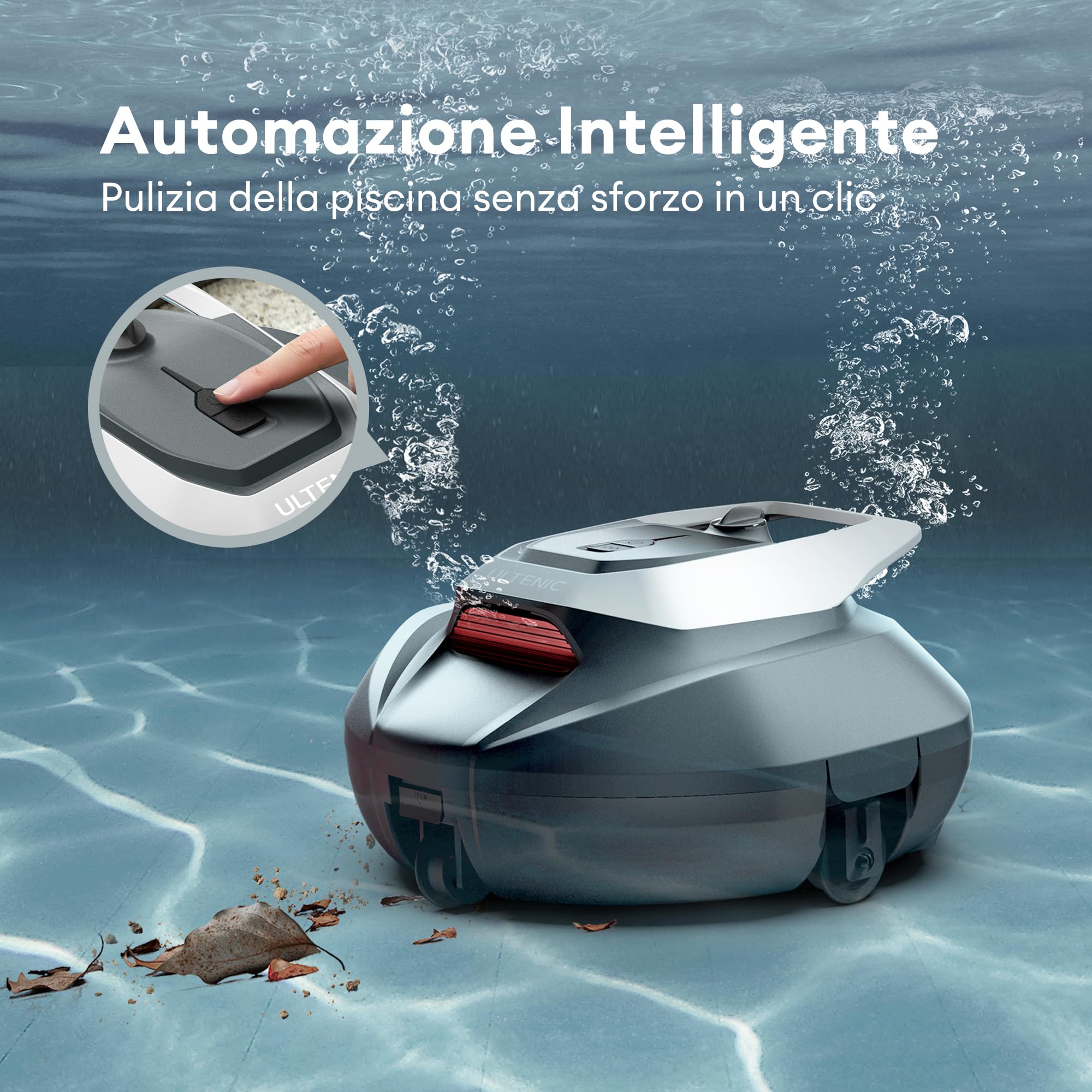 Ultenic Pooleco 10 Robot Piscina Senza Fili,Doppia Filtrazione,Doppio Motore,robot piscina fuori terra, 90 Min di Pulizia,Parcheggio Automatico, per piscine fino a 80 m²