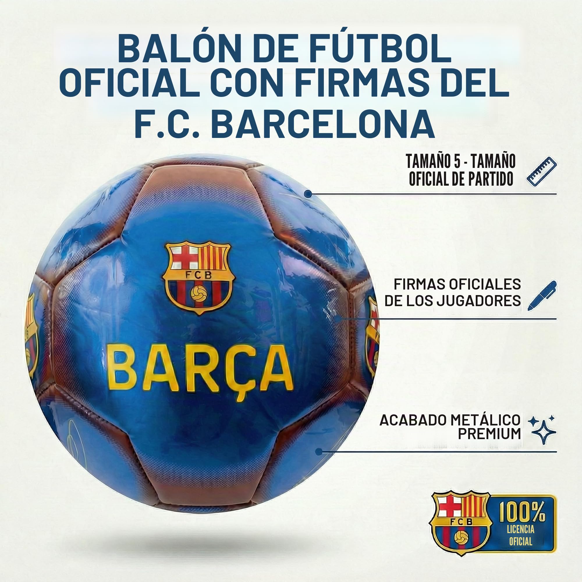 Hy-Pro Balón de fútbol clásico Talla 5 Oficial Metálico Entrenamiento Partido