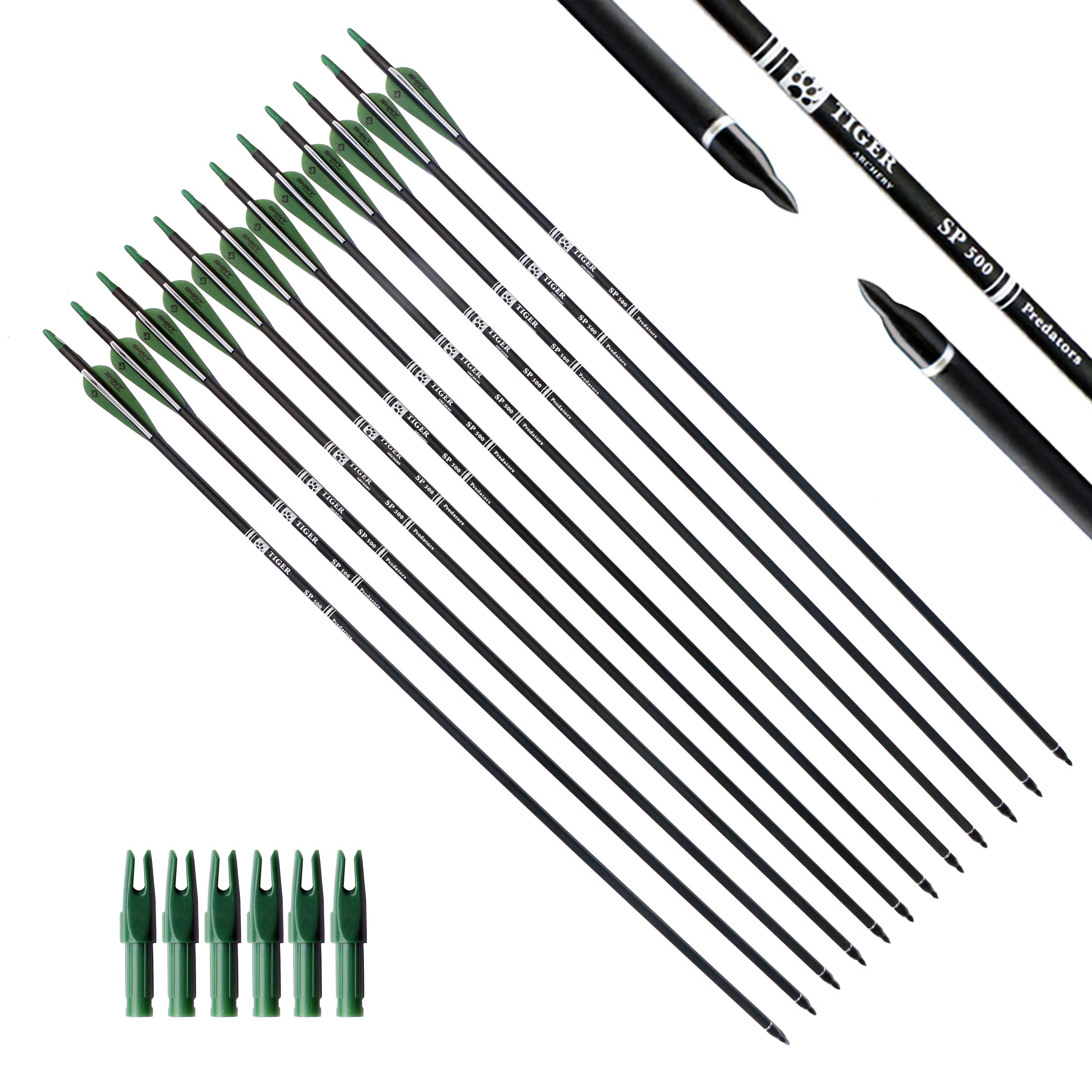 TIGER ARCHERY 30Inch Carbon Arrow Practice Hunting Arrows with