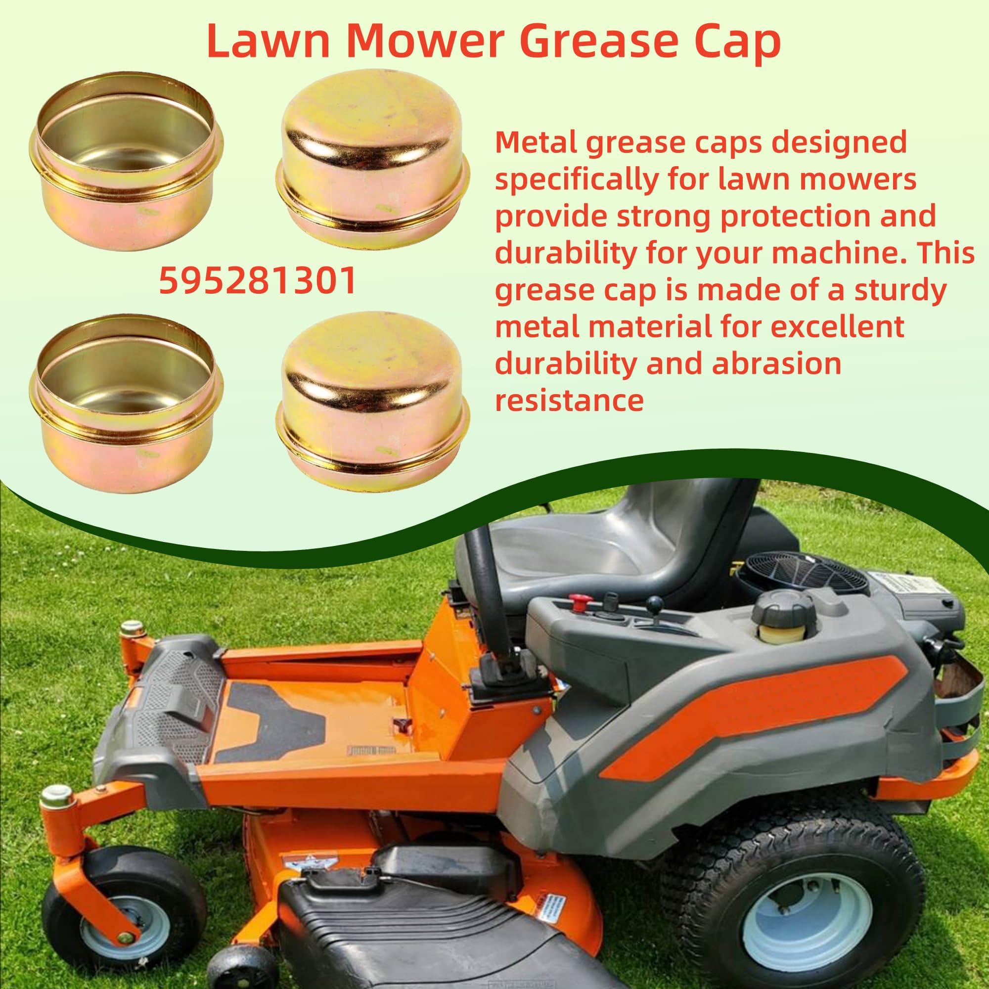 Tapa de grasa de repuesto para cortacésped Husqvarna 539102535 Toro 1-543513 Gravely 20655400 Scag 481559 (juego de 4)