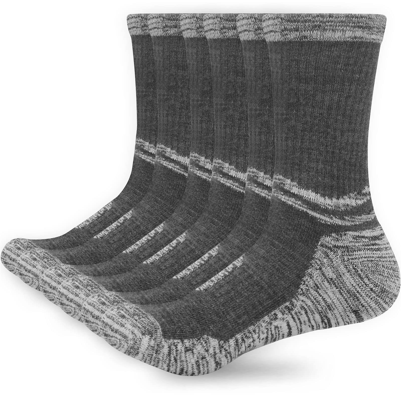 ouhos Women Ladies Work Walking Thermal Winter Socks, Black Anti Blister Hiking Sports Cosy Cotton Socks for Womens Size 4-7 Multipack, Cushioned Thick Warm Support Crew Socks 3 Pairs