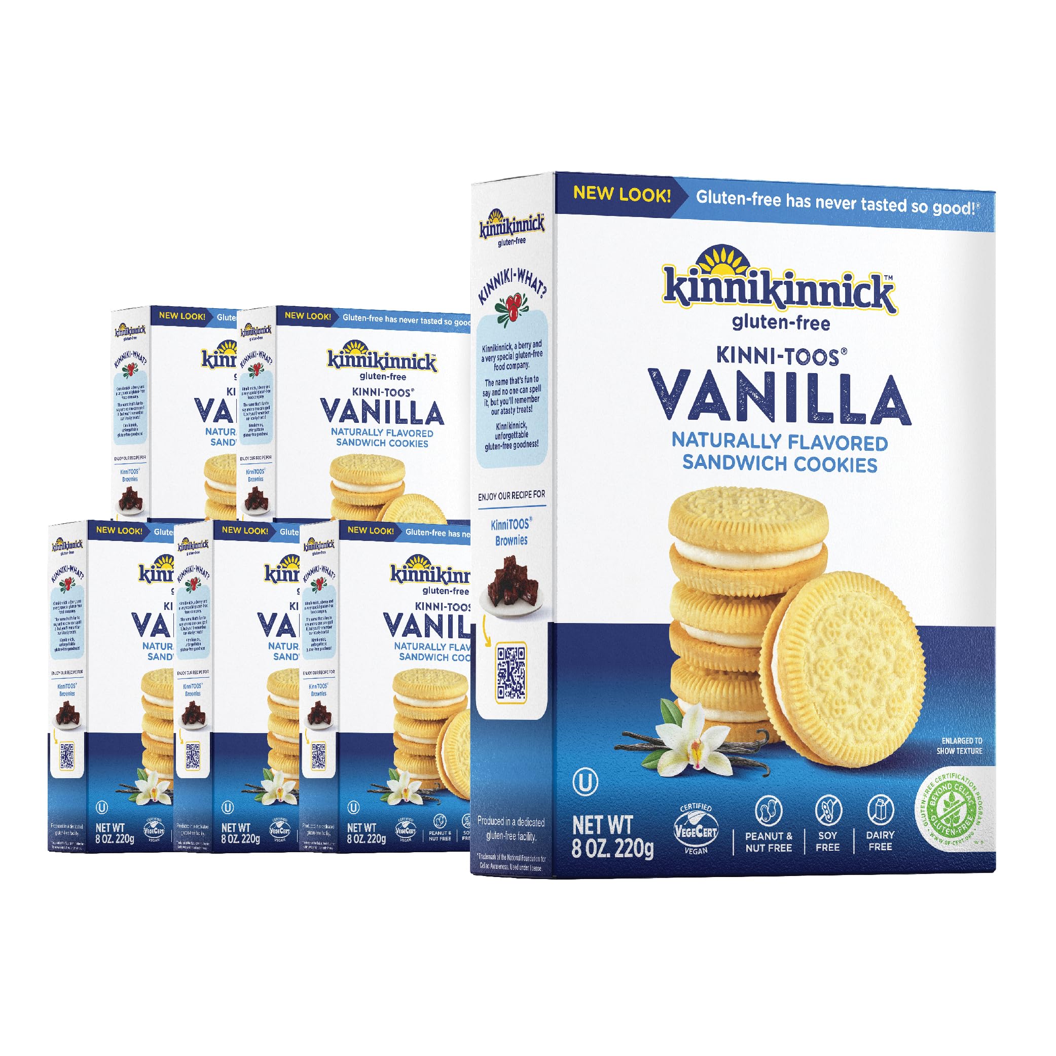 Kinnikinnick KinniToos Gluten Free Cookies, Vanilla Sandwich Creme, 8 Ounce (Pack of 6)