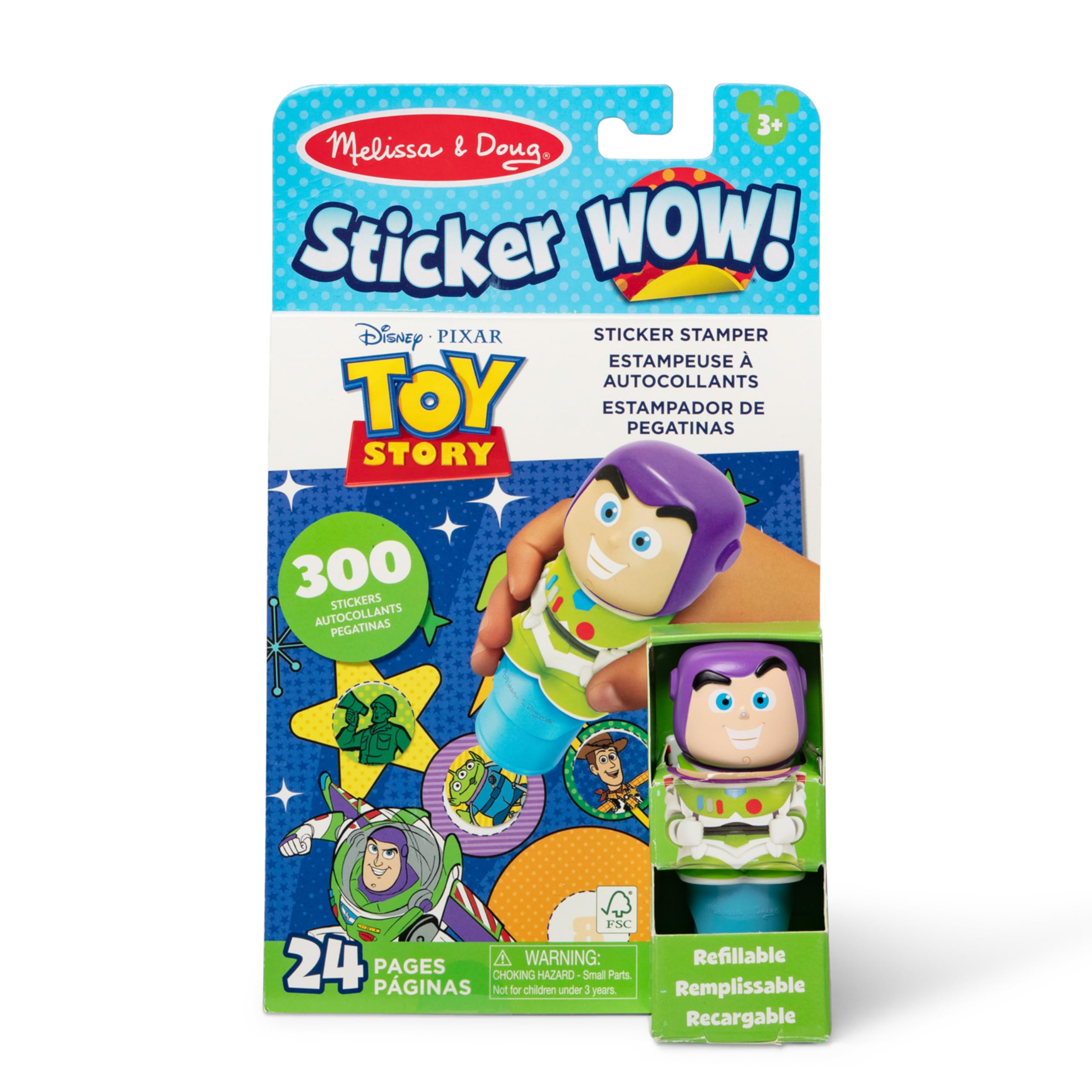 Photo 1 of ** USED** Melissa & Doug Sticker Wow!™ 24-Page Activity Pad and Sticker Stamper, 300 Stickers, Arts and Crafts Fidget Toy Collectible Character – Disney Buzz Lightyear - for Kids Ages 3+ - FSC Certified