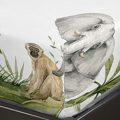 Miniatura 6 de Juego de sábanas de animales salvajes para niños, tamaño matrimonial, con bolsillo profundo de 16 pulgadas, diseño de jirafa, elefante, mono, juego