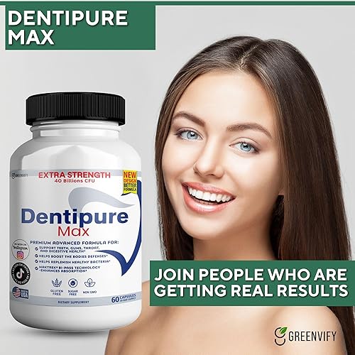 Miniatura 6 de Suplemento probiótico Dentipure Max, 40 mil millones de UFC, 60 cápsulas, apoya los dientes y la salud digestiva (1)