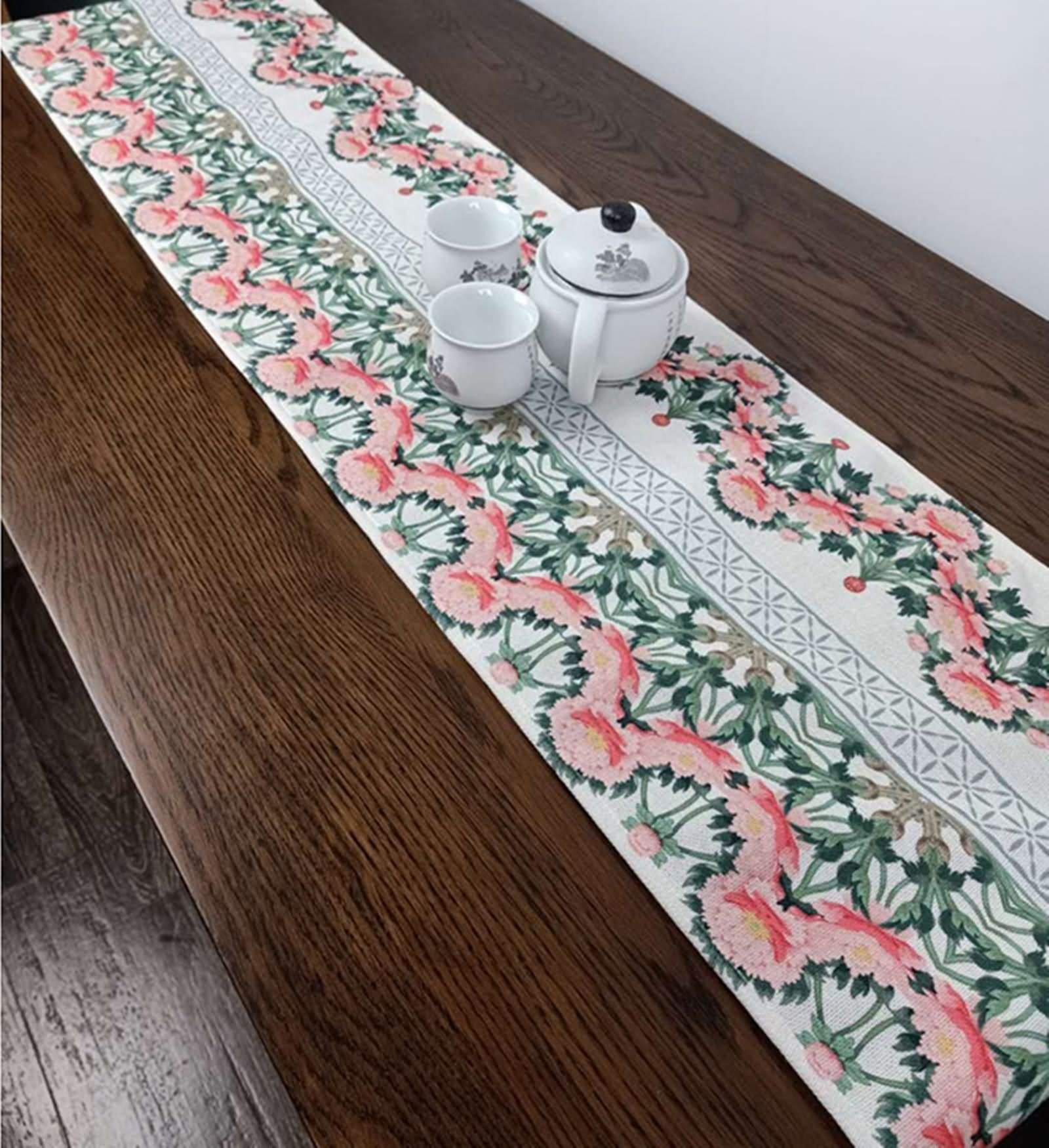 Mantel Camino de Mesa, Centro de Mesa Decorativo Moderno Comedor Flor de Peonía Flor de Peonía Estilo 1 Poliéster 32x190CM