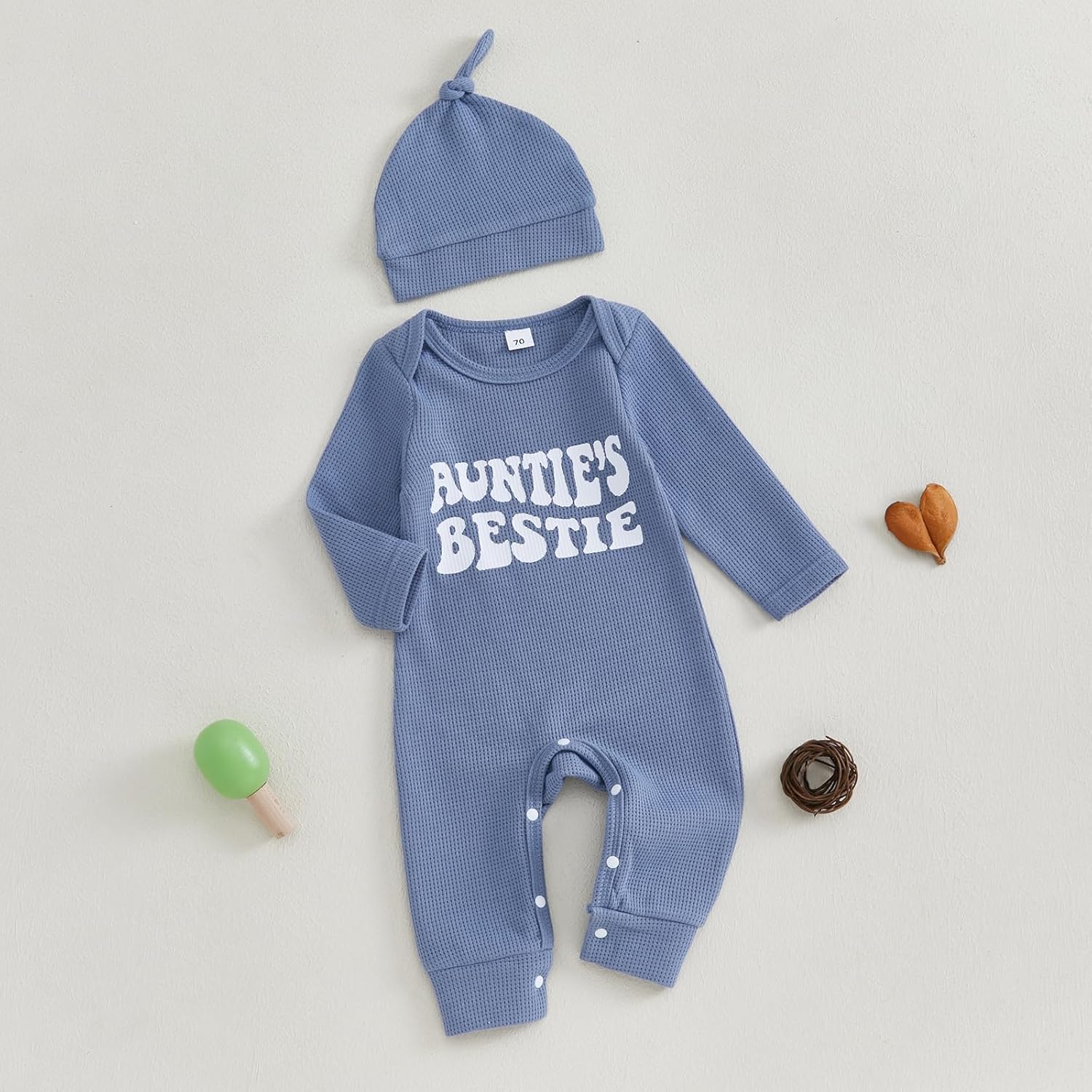 SAYOO Aunties Bestie Baby Clothes Gender Neutral Unisex Newborn Boy Girl Ribbed One-Piece Solid Jumpsuit Romper Outfit - Image 3
