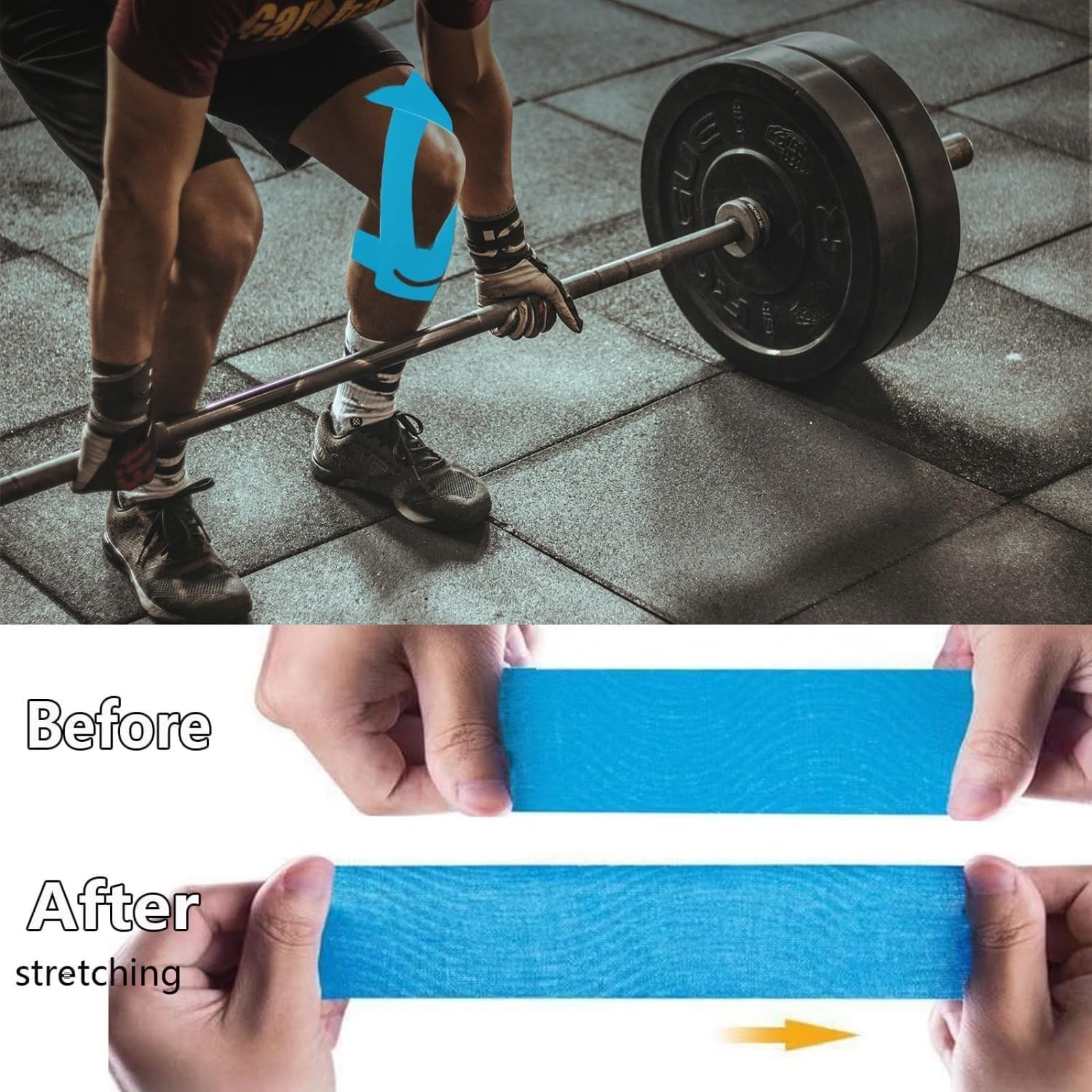 Nastro Per Ginocchio 20 Pezzi PreCut Nastri Kinesiologici Impermeabili, Elastici e Delicati Sulla Pelle,Supporto per Articolazioni e Muscoli，tape kinesiologico