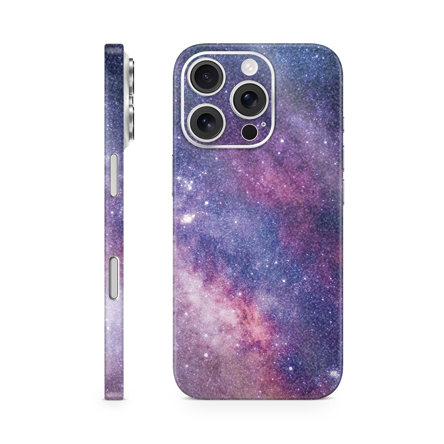 Glossy Glitter Phone Skin Compatible with Apple iPhone 16 Pro - Violet Stars - Premium 3M Vinyl Protective Wrap Decal Cover - Easy to Apply | Crafted in The USA by MightySkins