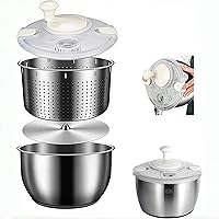 Vista 1 de Spinners de ensalada de acero inoxidable de 6 litros, cortador de verduras, lechuga, lavadora de frutas, giratorio de ensalada comercial de giro