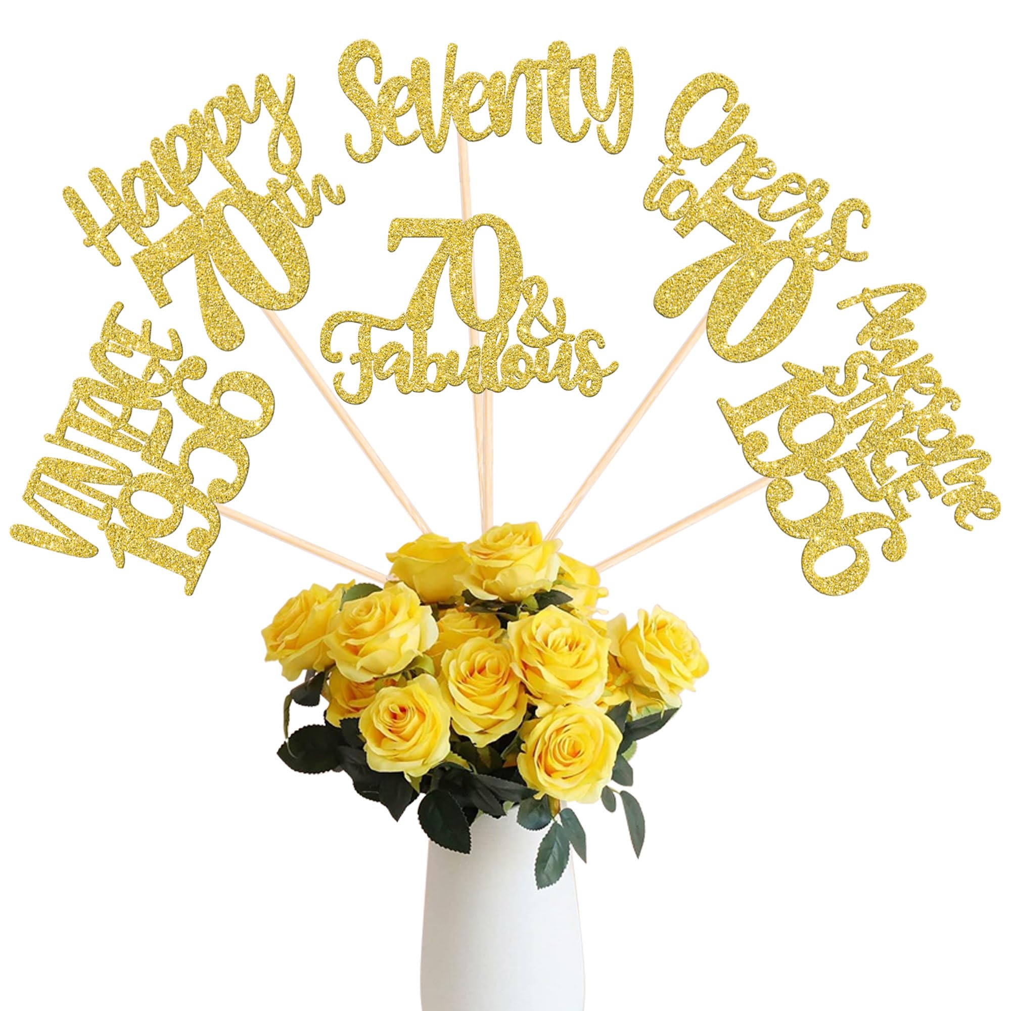 12 Pack Happy 70th Birthday Party Decorations, 70th Birthday Centerpiece Sticks, Awesome Since 1956 70 Fabulous Table Toppers for Cheers to 70 Year