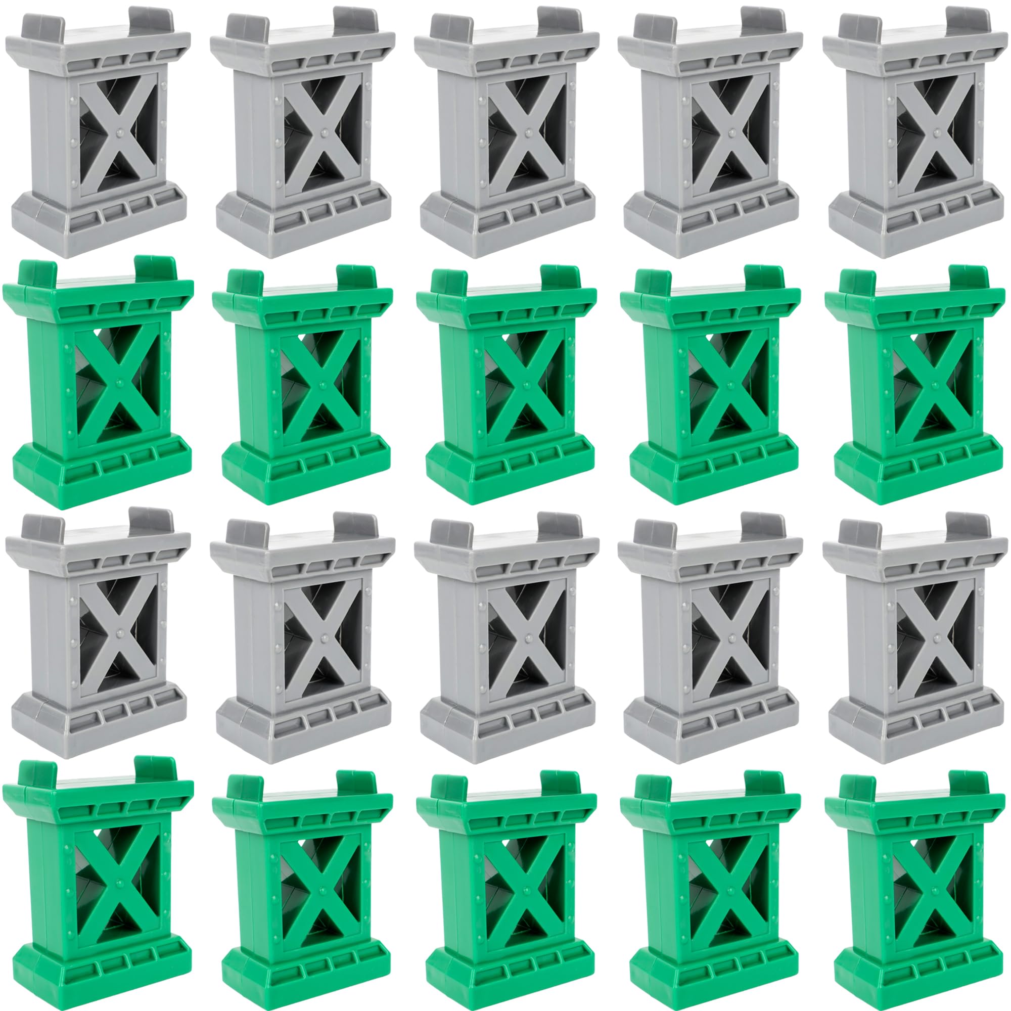 20 Pcs Train Bridge Pier Track Multi Level Support Risers Level BlocksWooden Train Suspension Bridges Support Accessories Compatible with All Major Brands, 2 Colors