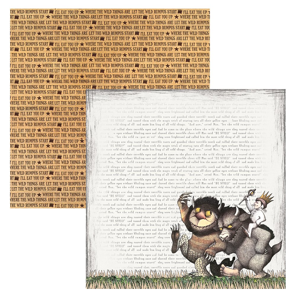 Paper House Productions P-2076E 12" Double Sided Scrapbook Papers, Where the Wild Things Are Let the Wild Rumpus Start (15-Pack)