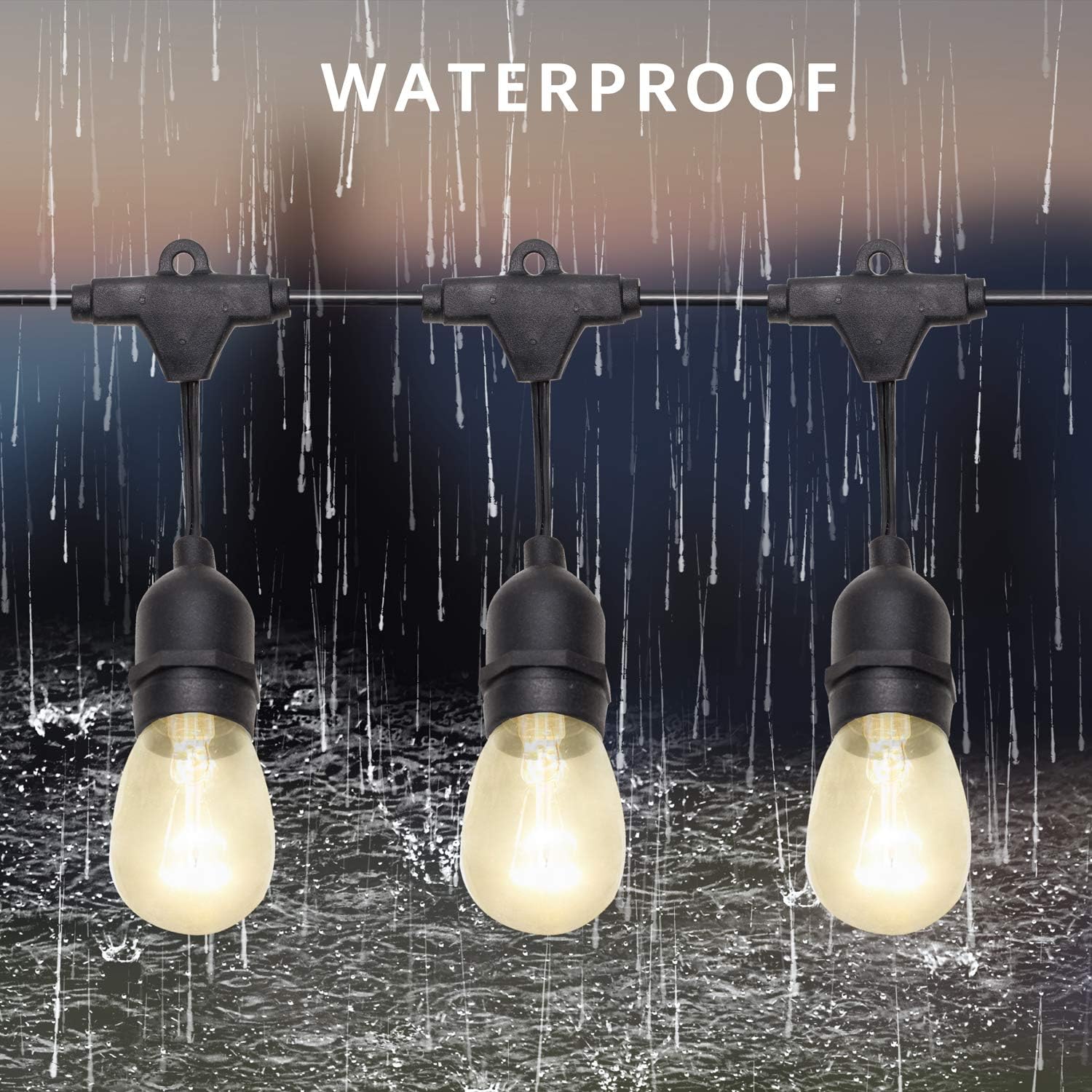 Bеѕt Cуbеr Mоndау 🔥 String Light,led String Lights Outdoor, Patio Lights Outdoor, LED Light String Outdoor Waterproof Bulb Decoration 51 ft Adapter Power Supply Suitable for Garden (51.2, LED Light String)