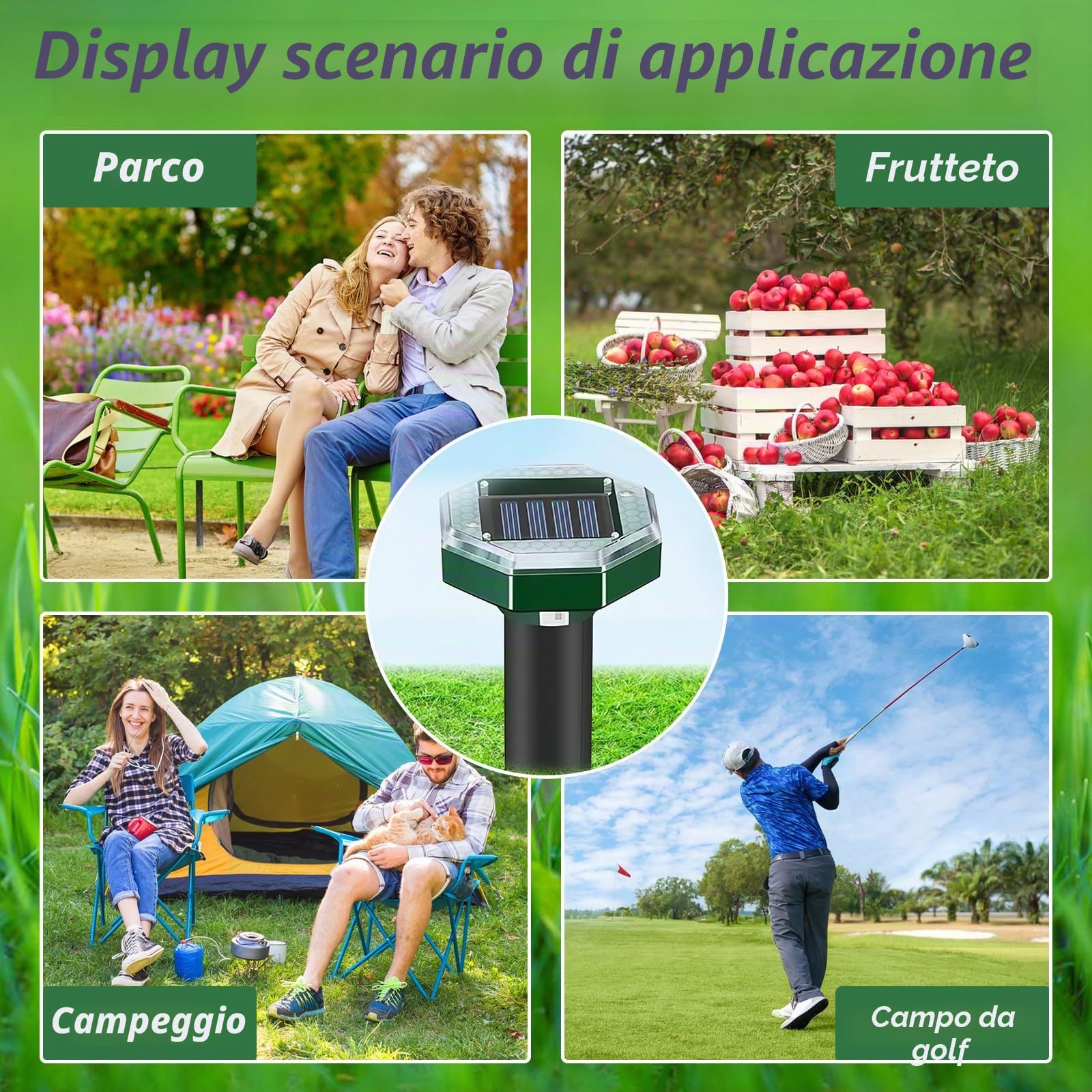 Repellente Talpe Ultrasuoni Solare 4 Pezzi Repellente per Topi Ultrasuoni, Scaccia Talpe Ultrasuoni Solare, Scaccia Topi Ultrasuoni per Topi anti Respingere (Ottagono)