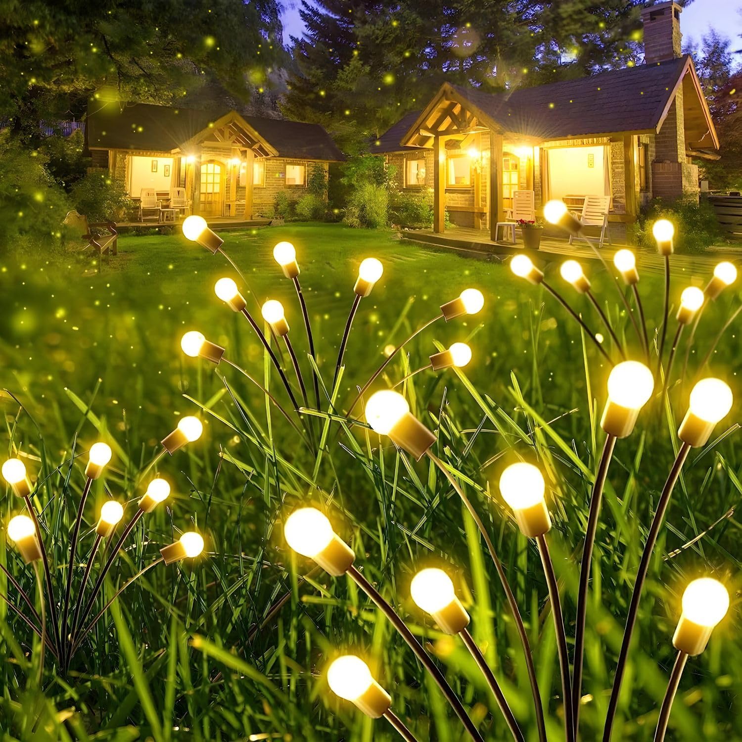 Solar Garden Firefly Lights | 8 LED Solar Powered Firefly with Highly Flexible Copper Wires | Solar Outdoor Decor Light for Garden, Pathway, Yard and Patio (2-Pack)