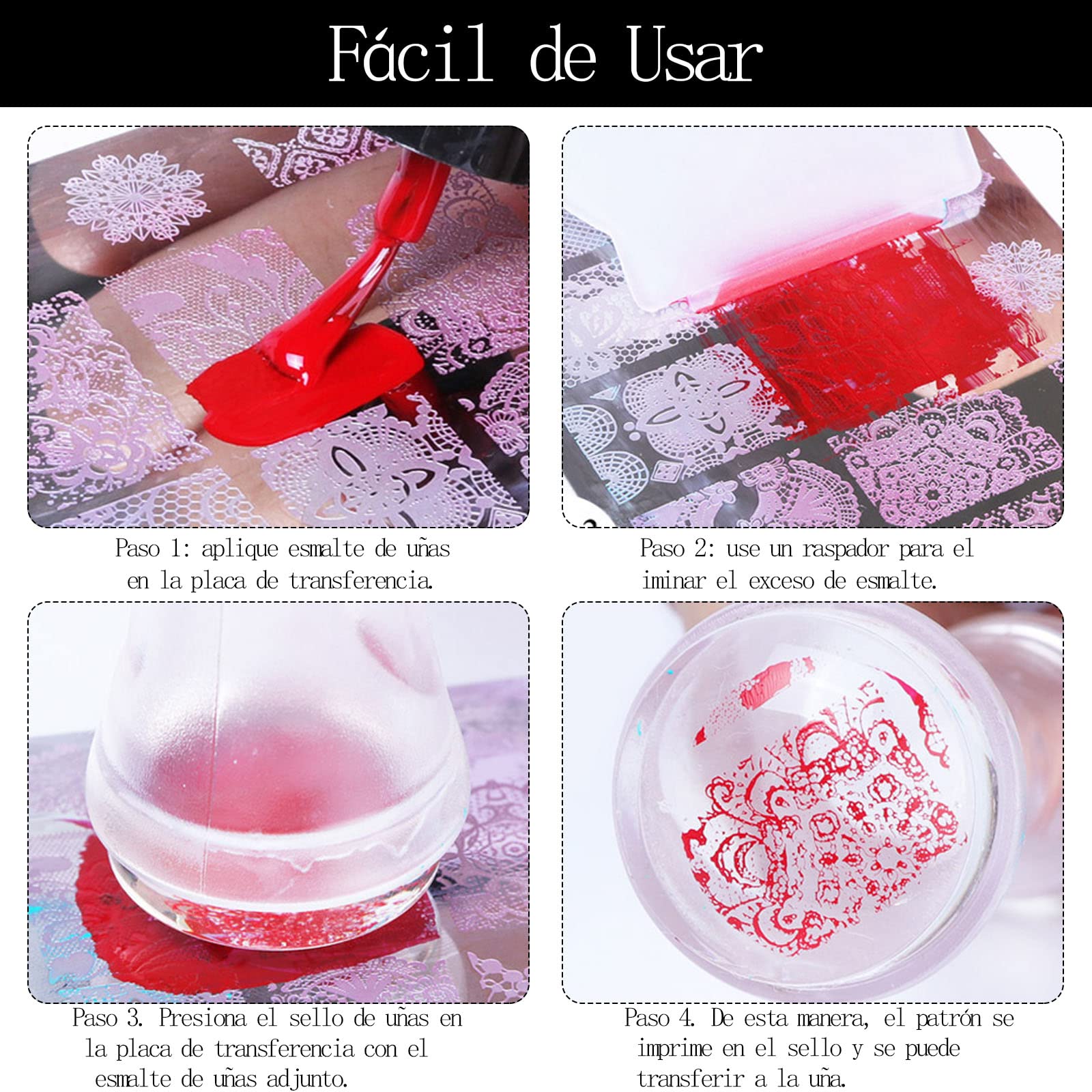 Nail Art Stamping Plates 10 PCS Placas Estampacion Uñas Nail Stamping Kit Patrón Flores Mariposas