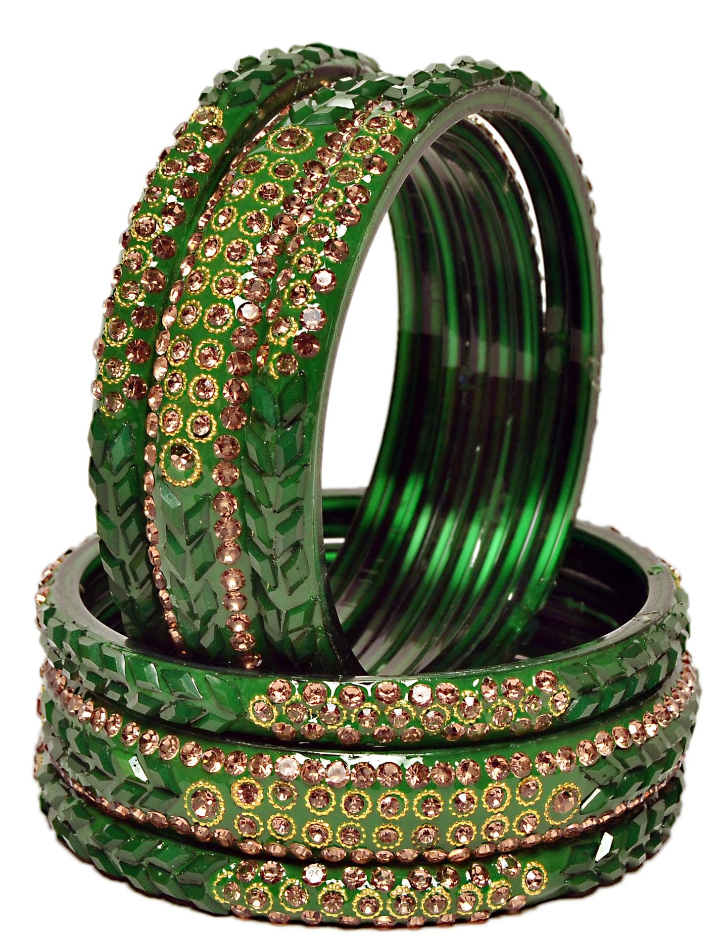 Glass Bangle Set for Women/Red Golden Zirconwork/Glossy finished Traditional Kadas Set for Women & Girls (6Pc)(SKU401)-image-40